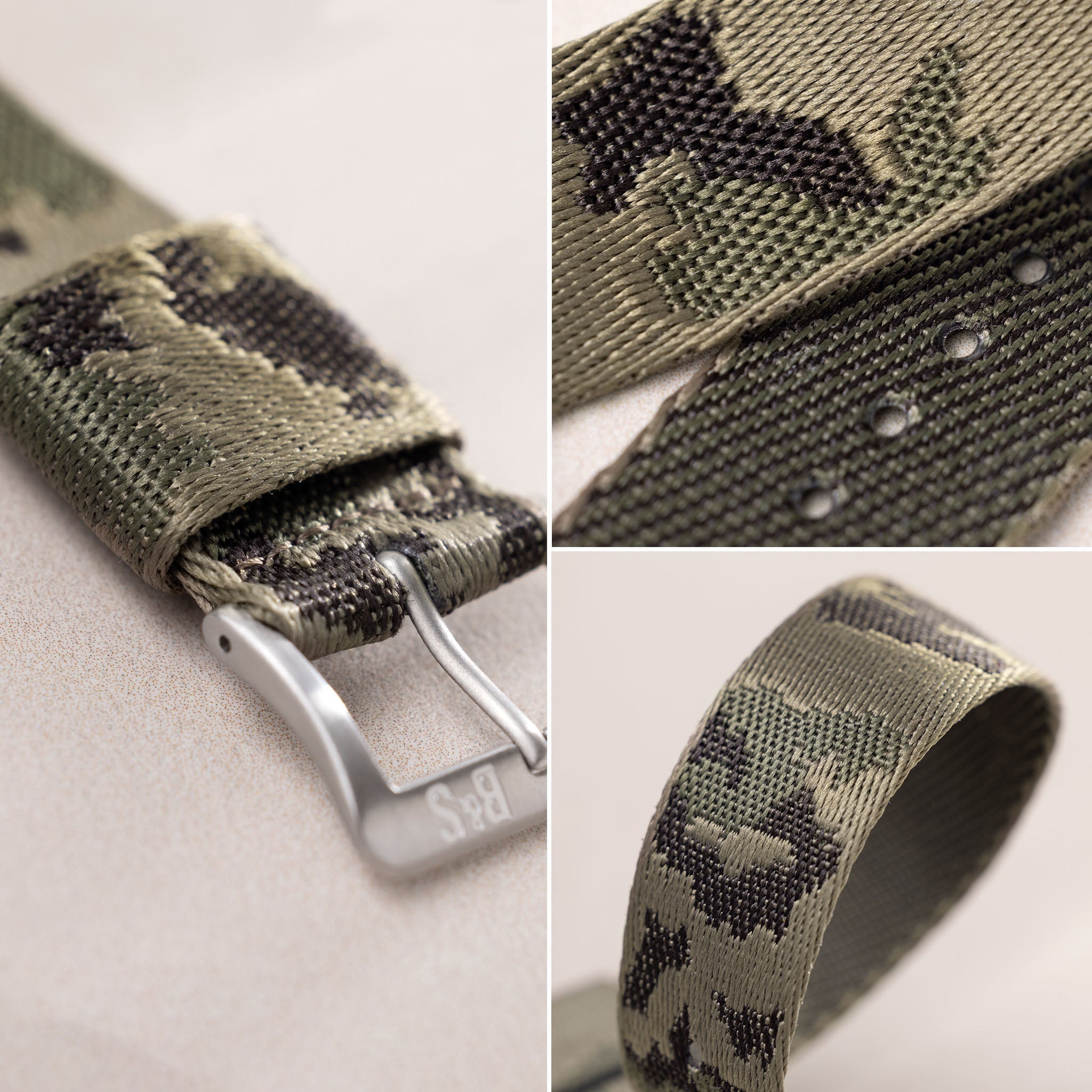 One Piece Single Pass Forest Camo Jacquard Watch Strap