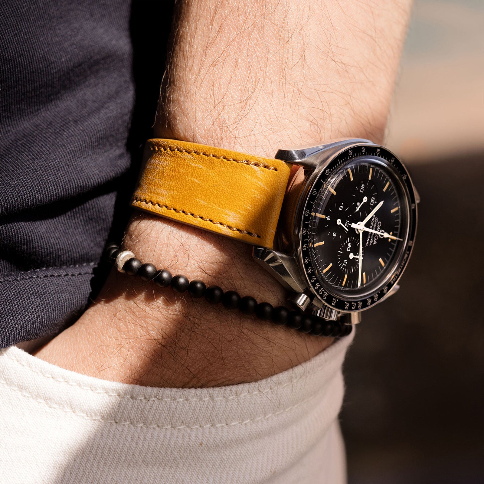 Finest_Yellow_brush_Leather_Watch_Strap_For_Vintage_Watches