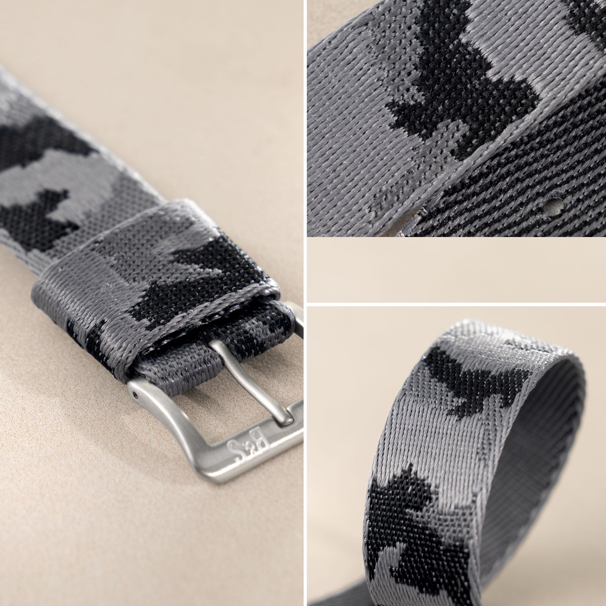 One Piece Single Pass Shadow Camo Jacquard Watch Strap