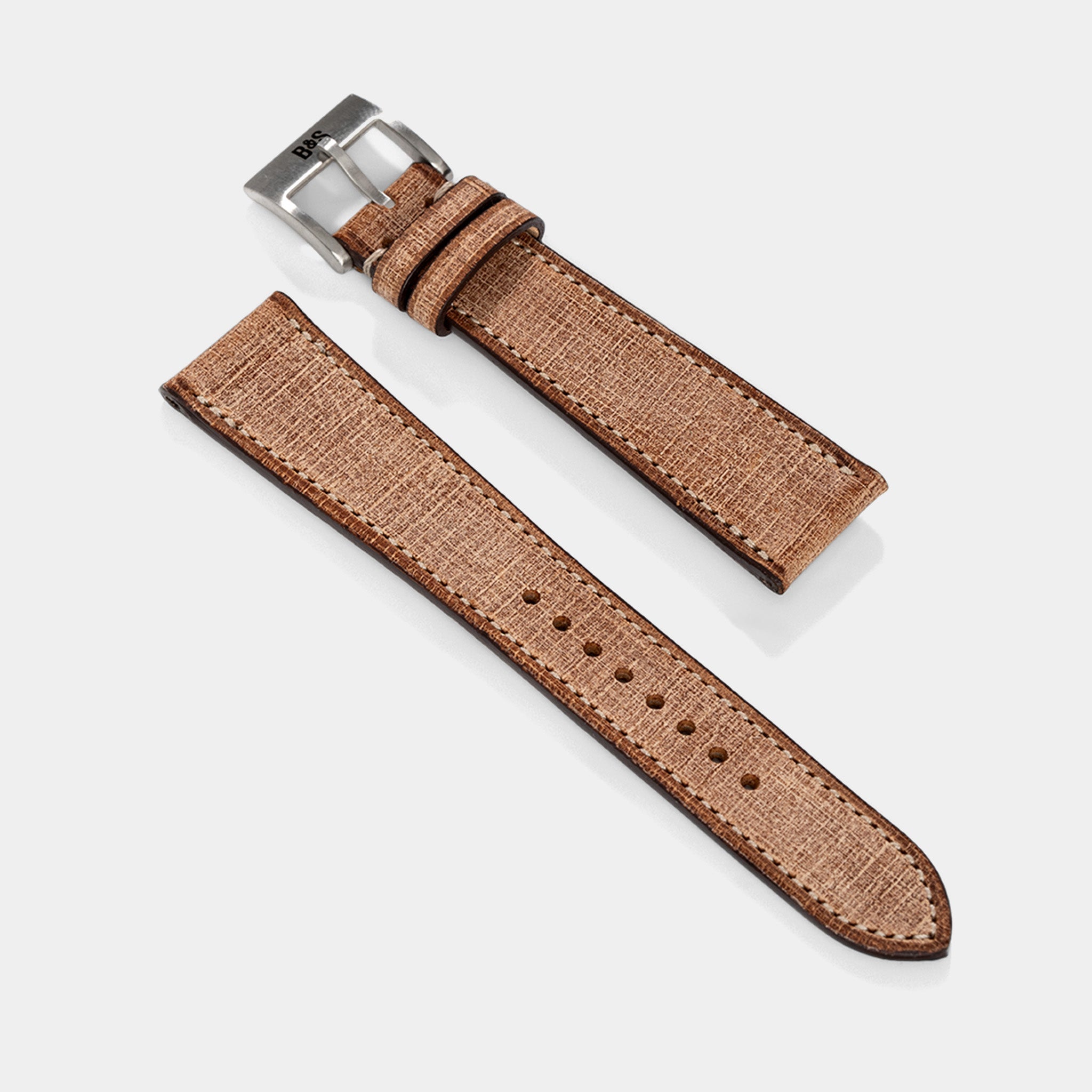 Linen Leather Watch Strap - Elegant Brown