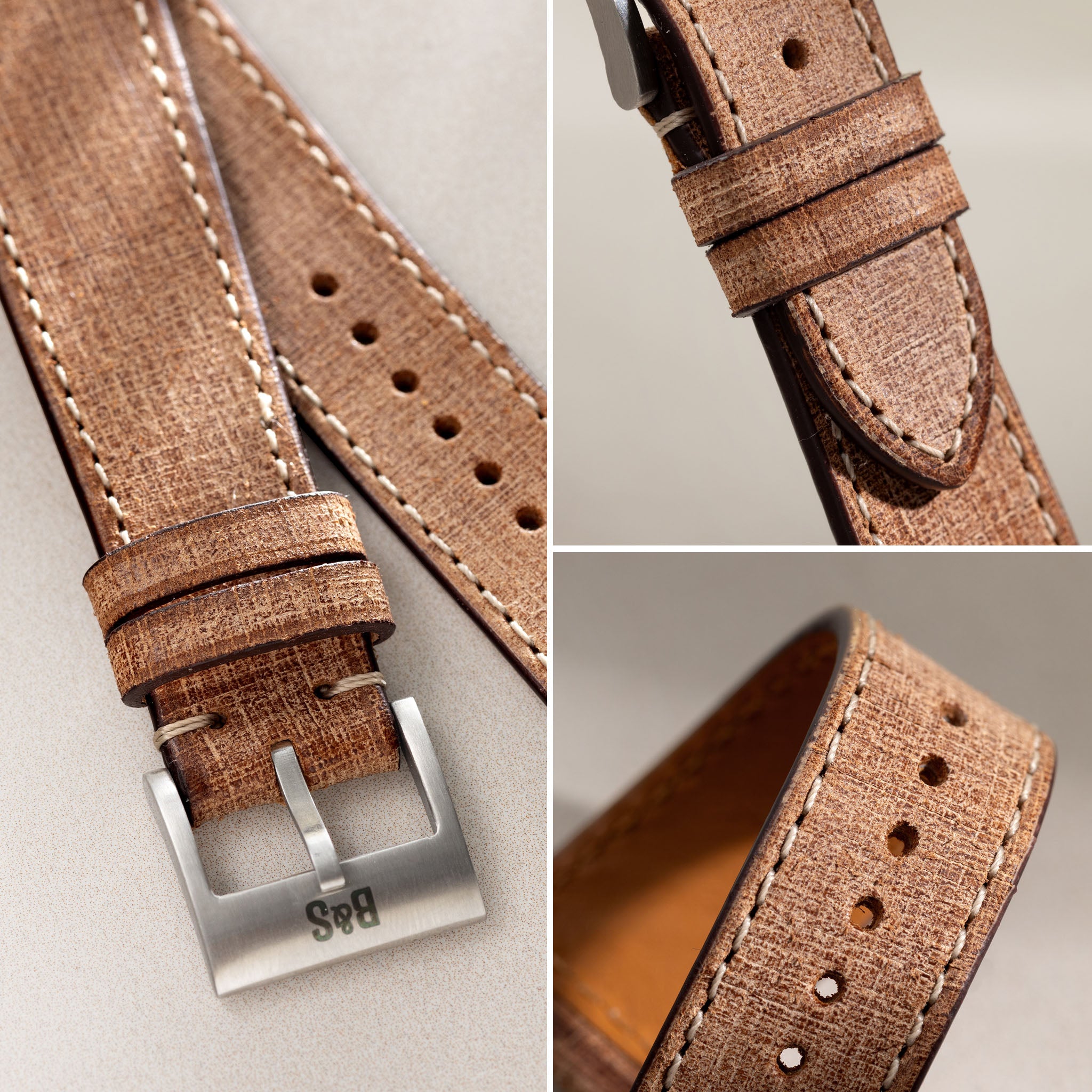 Strap for Tudor Black Bay 54 Linen Leather Watch Strap - Elegant Brown