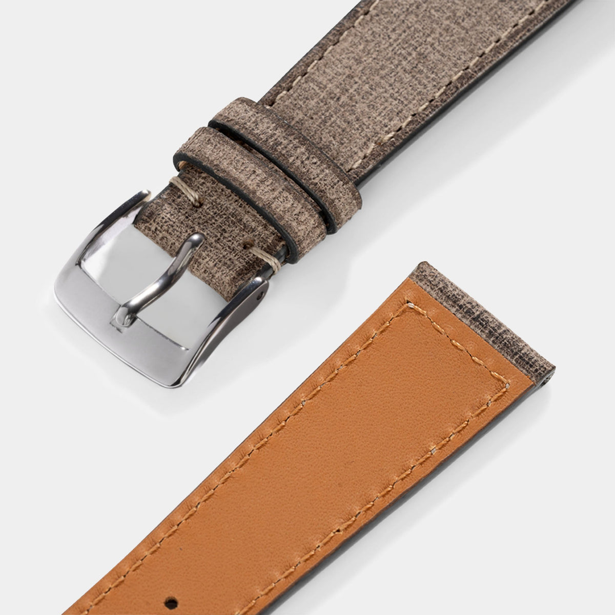 Linen Boxed Leather Watch Strap - Elegant Grey