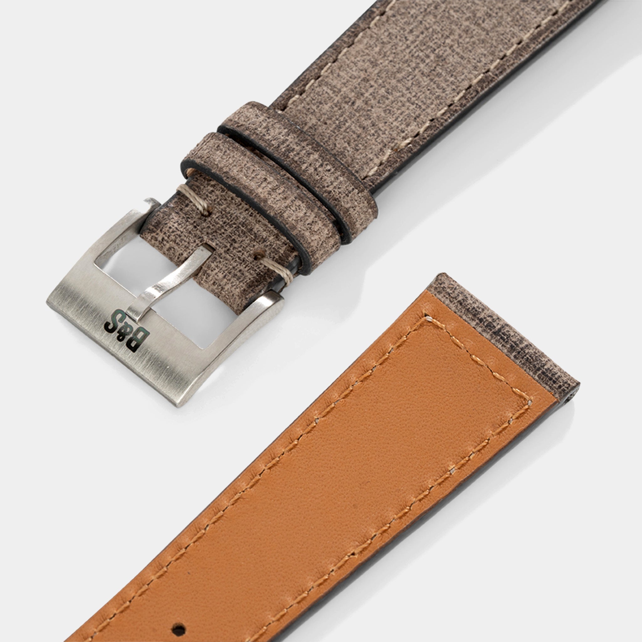 Linen Boxed Leather Watch Strap - Elegant Grey