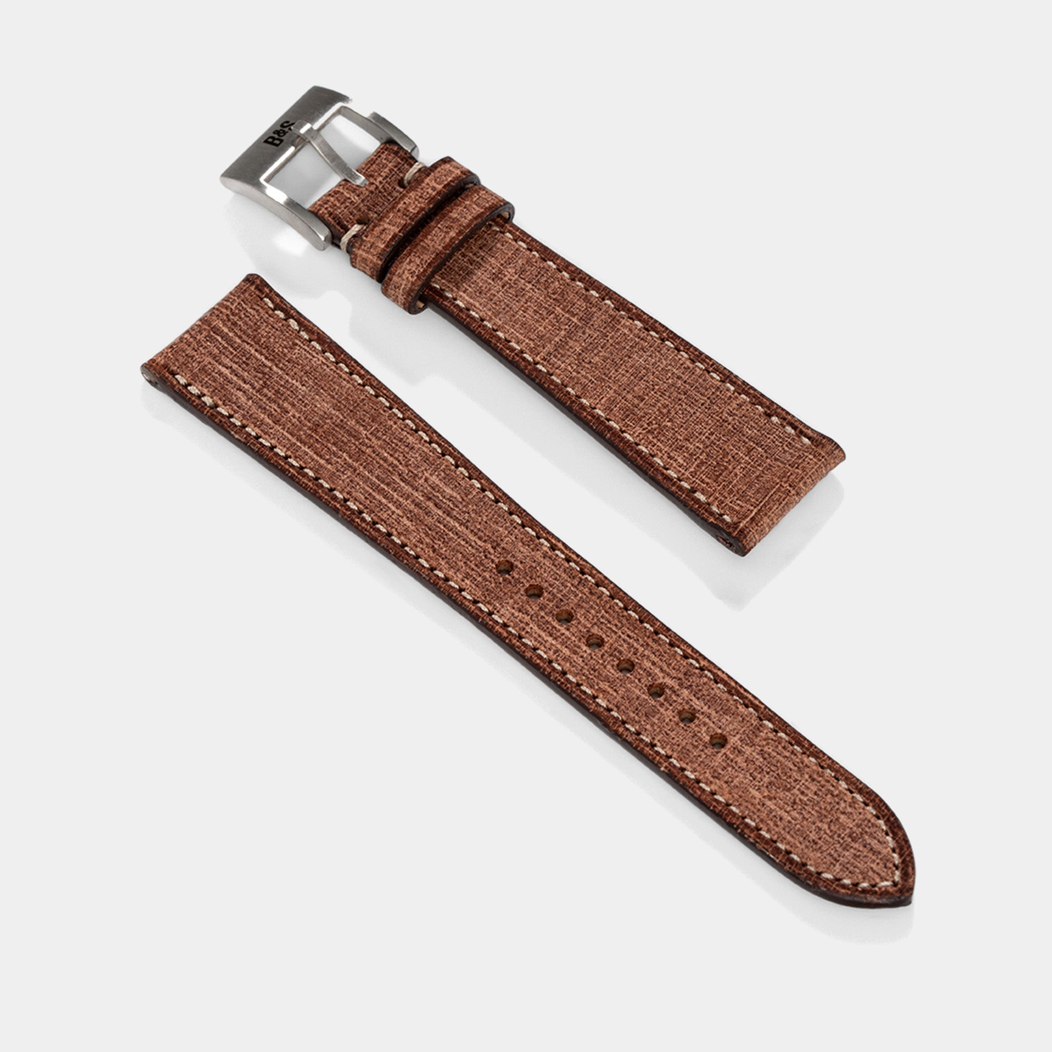 Linen Leather Watch Strap - Deep Brown