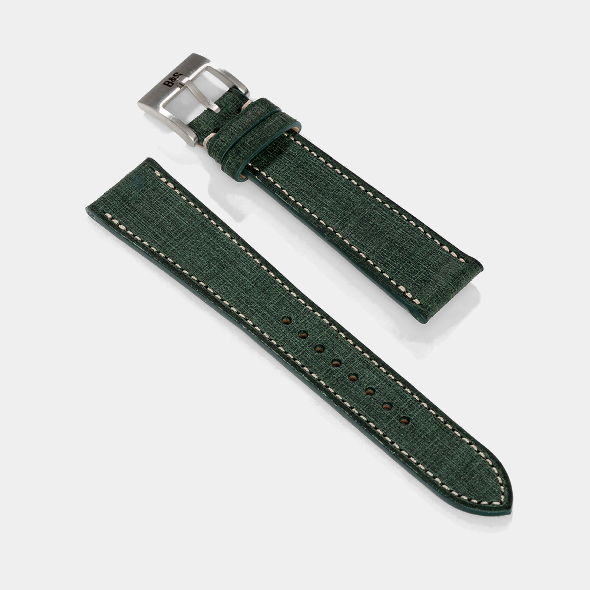 Linen Leather Watch Strap - Elegant Green