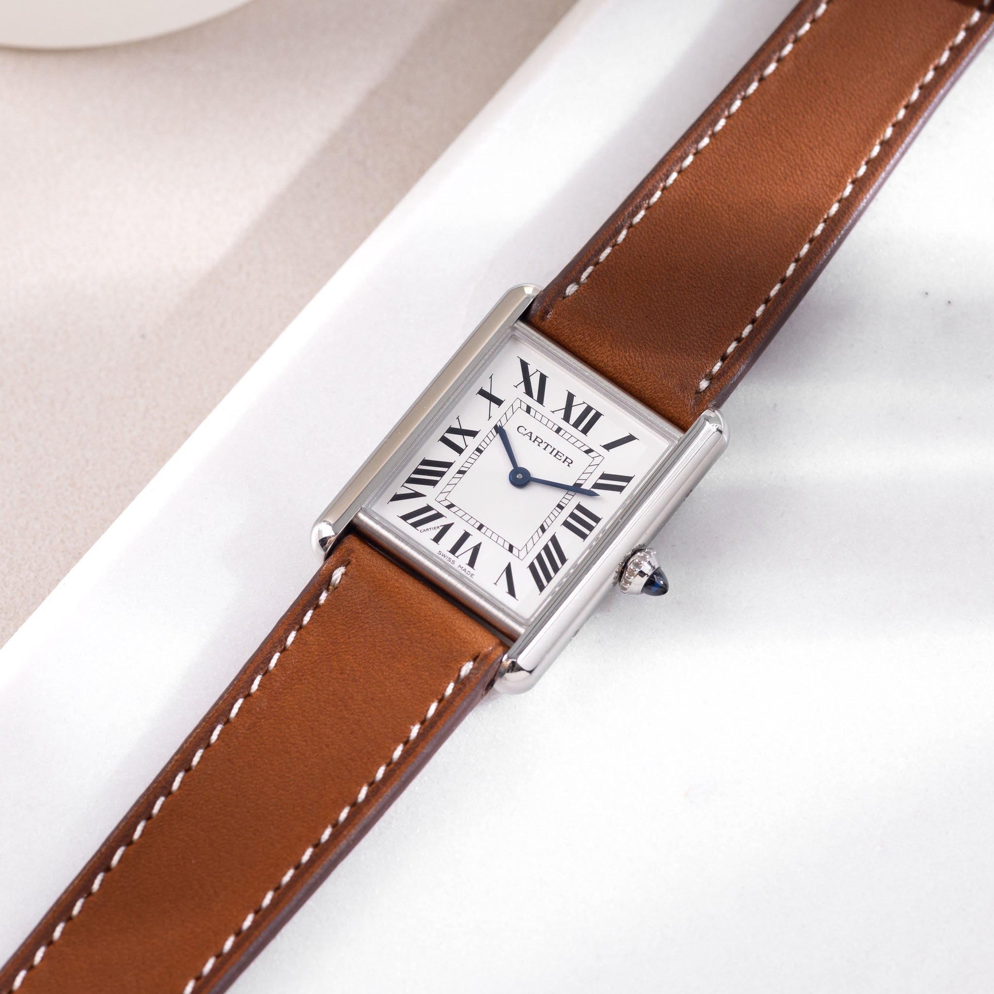 Strap for Cartier Tank Must (2021-2024) - The Barenia Cognac Brown