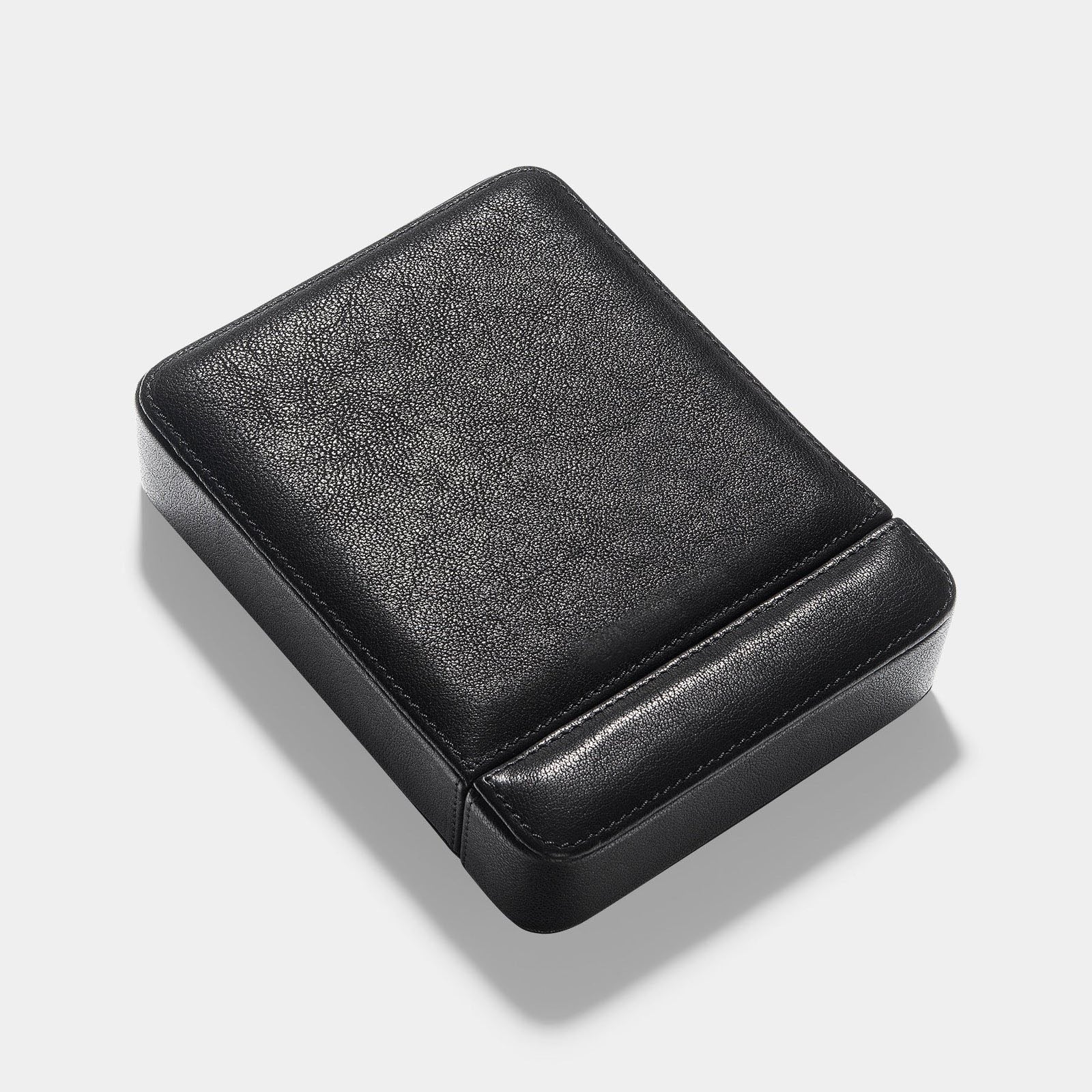 Black Leather 2 Watch Slider Box at Bulang and Sons