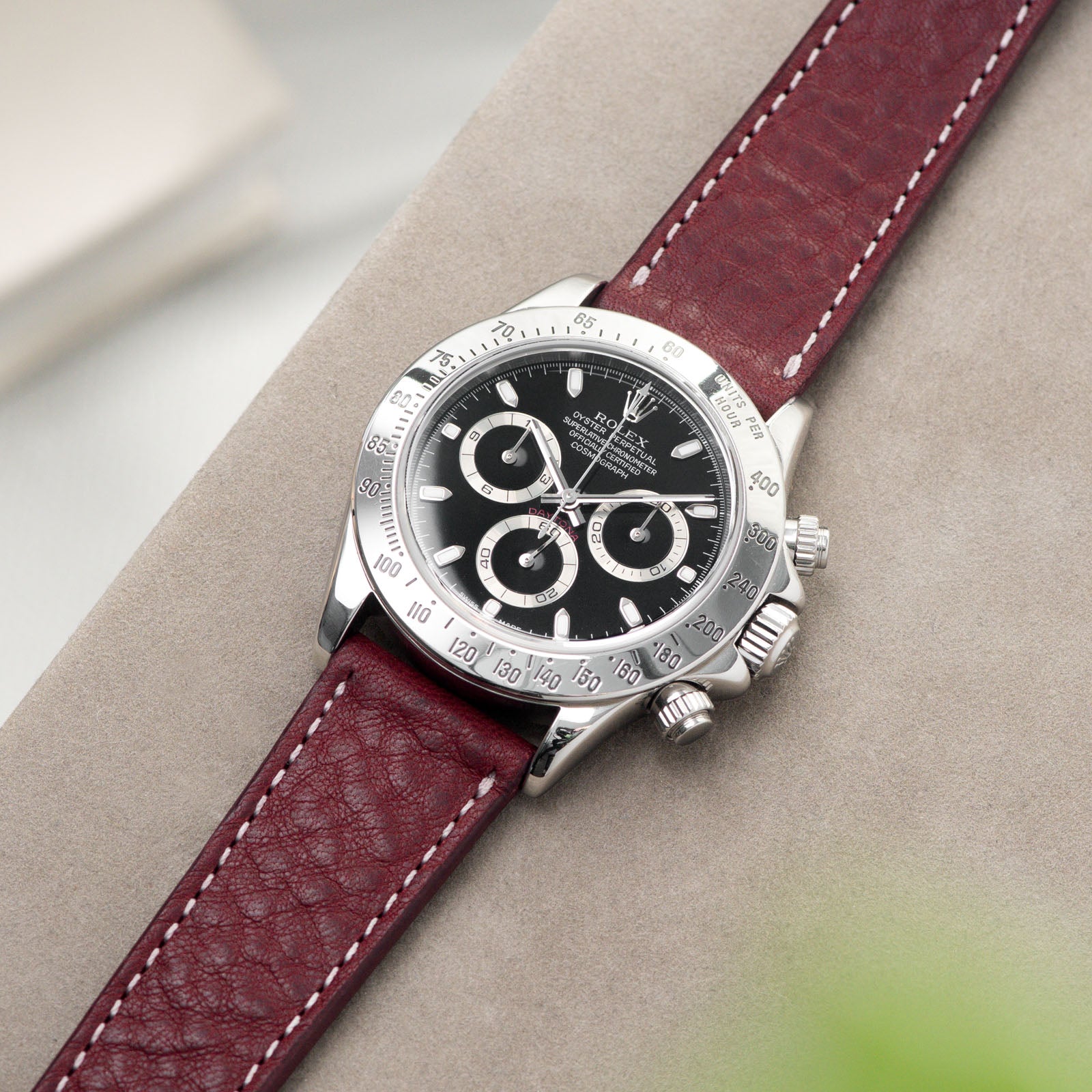 Burgundy Red Leather Watch Strap