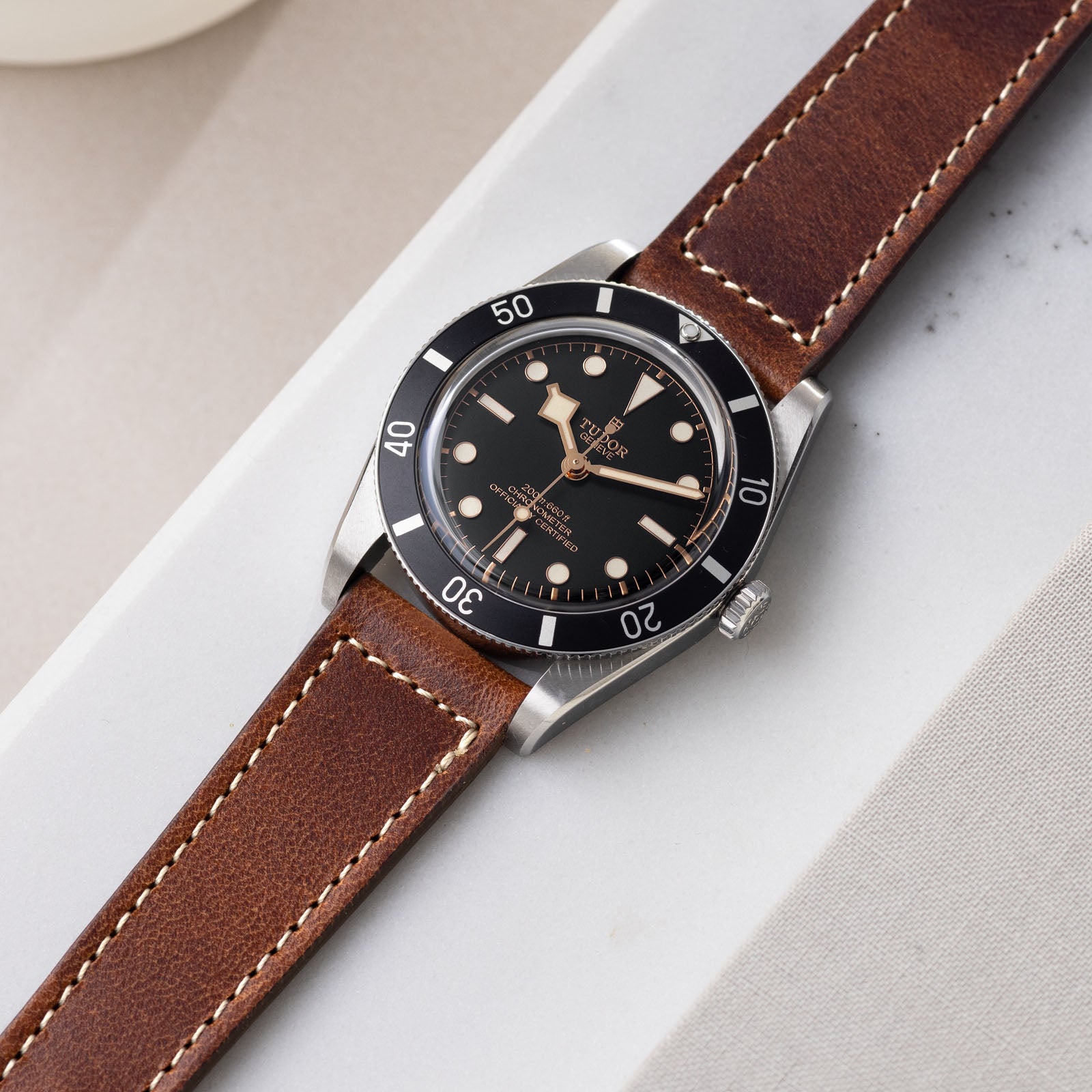 Siena Brown Boxed Stitch Leather Watch Strap