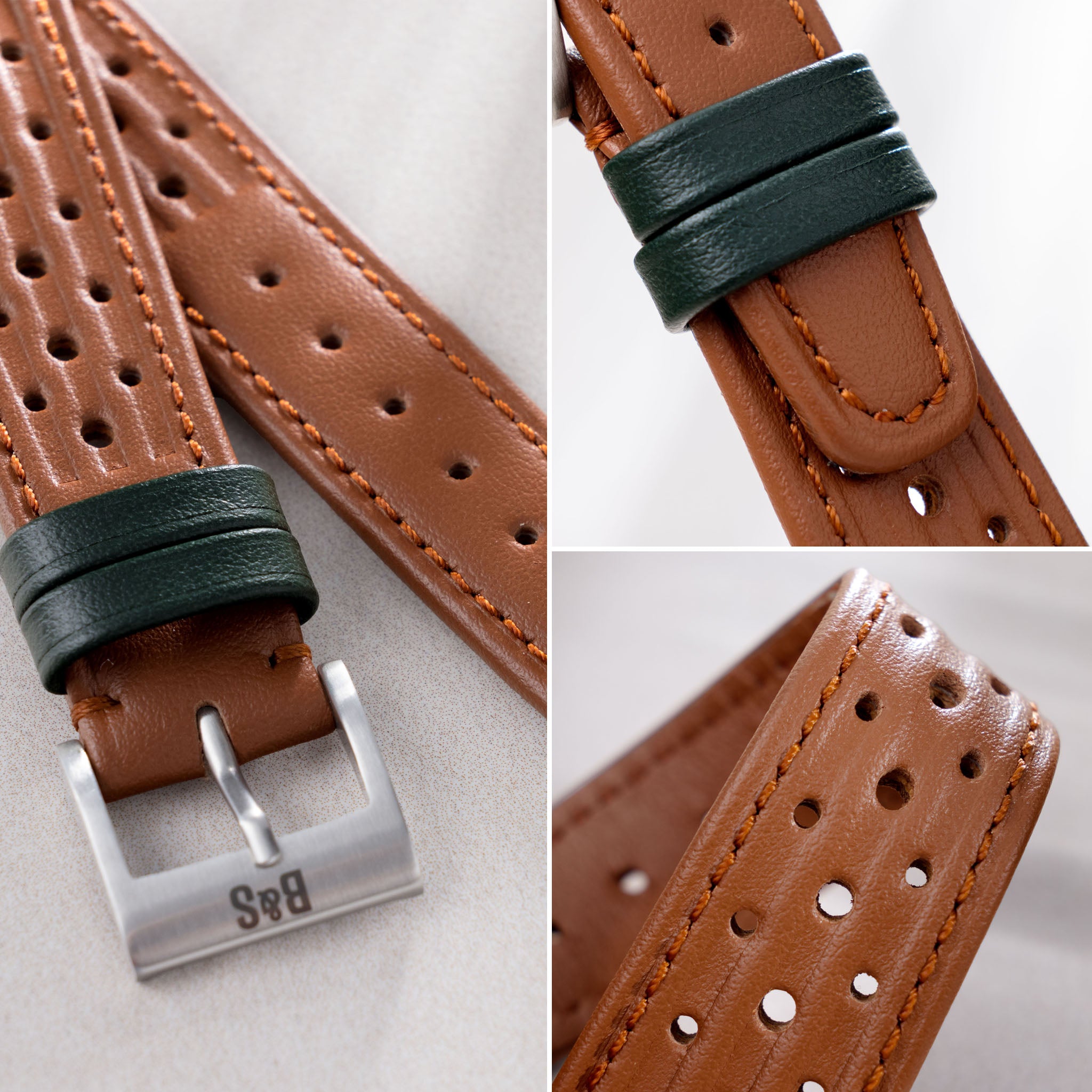 British Racing Cognac Brown Leather Watch Strap - Jubilee Edition