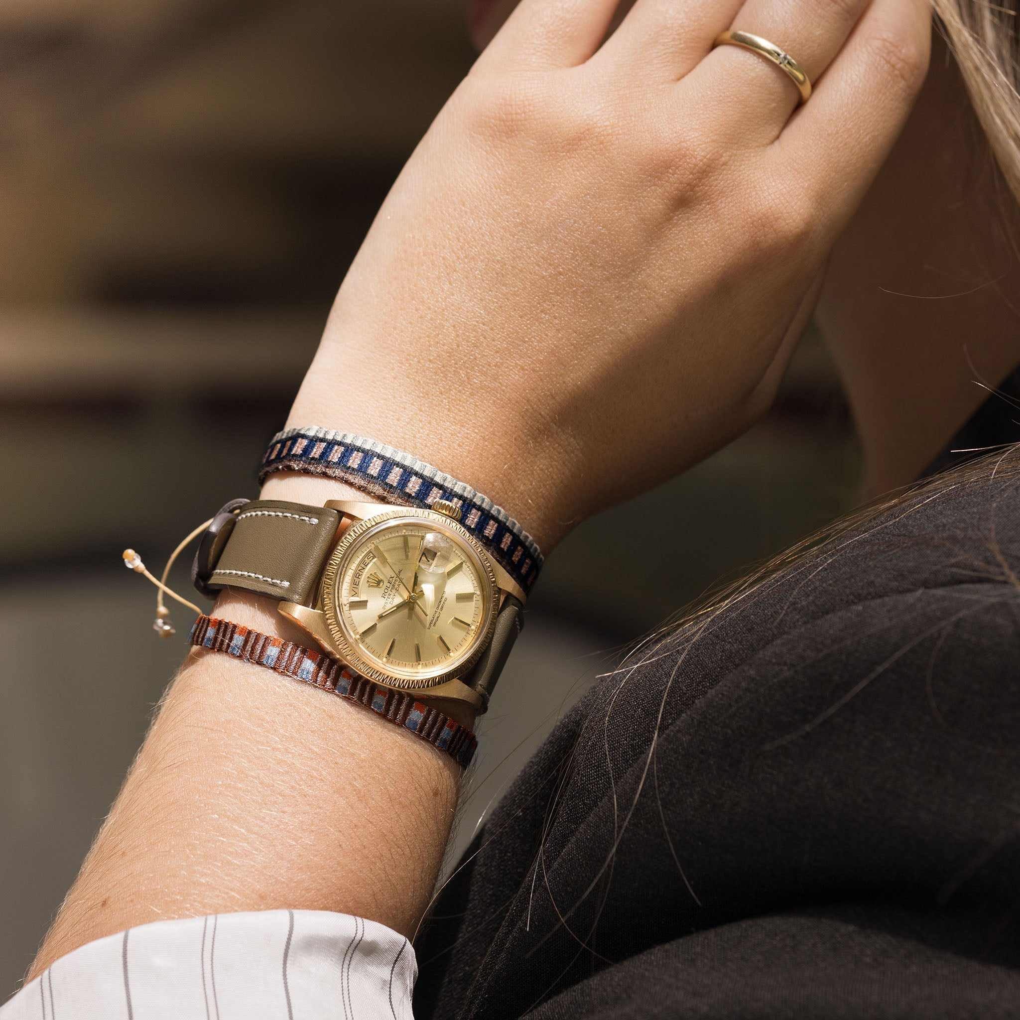 Guanabana Woven Bracelet – Brown, Grey & Orange