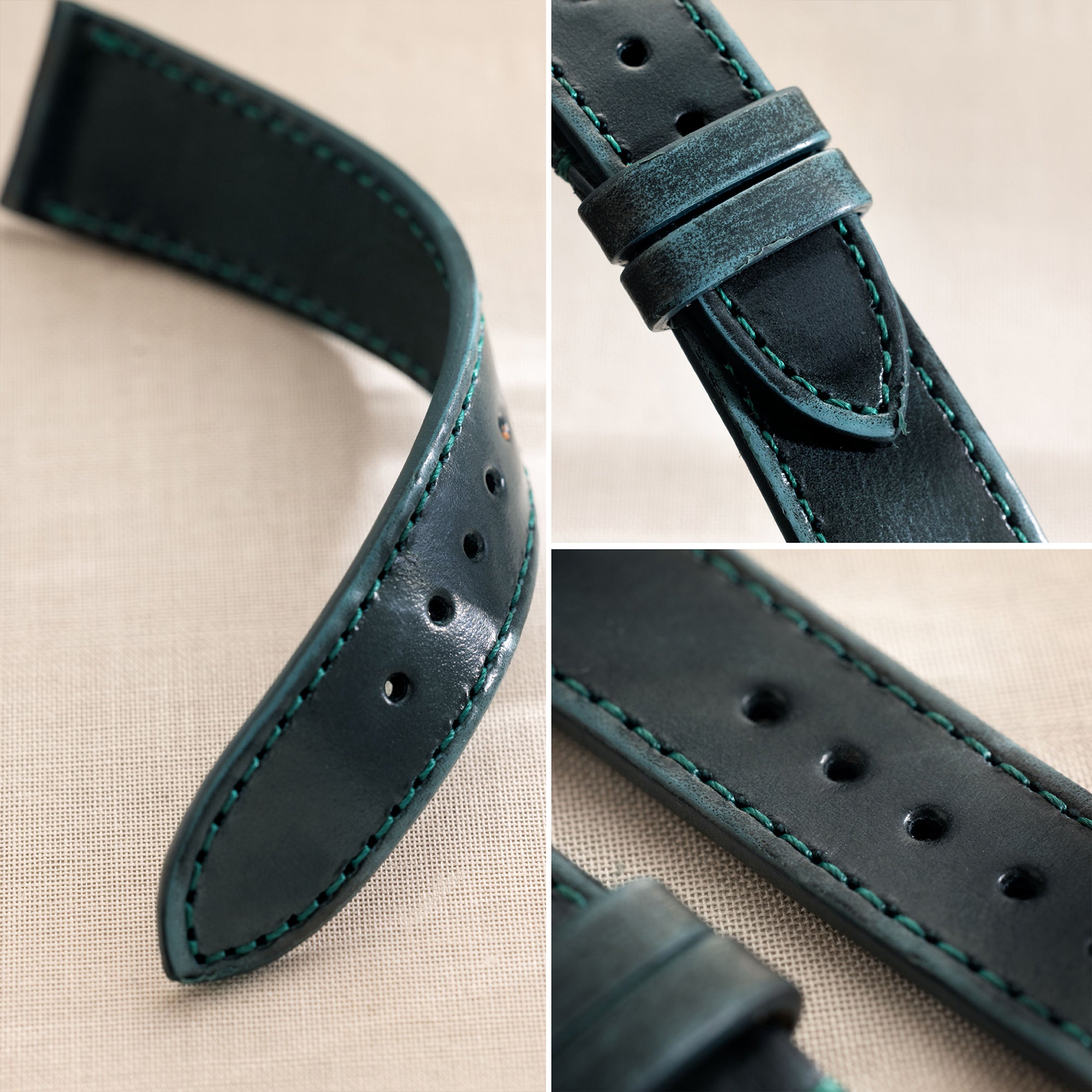 Degrade Copper Green Leather Watch Strap