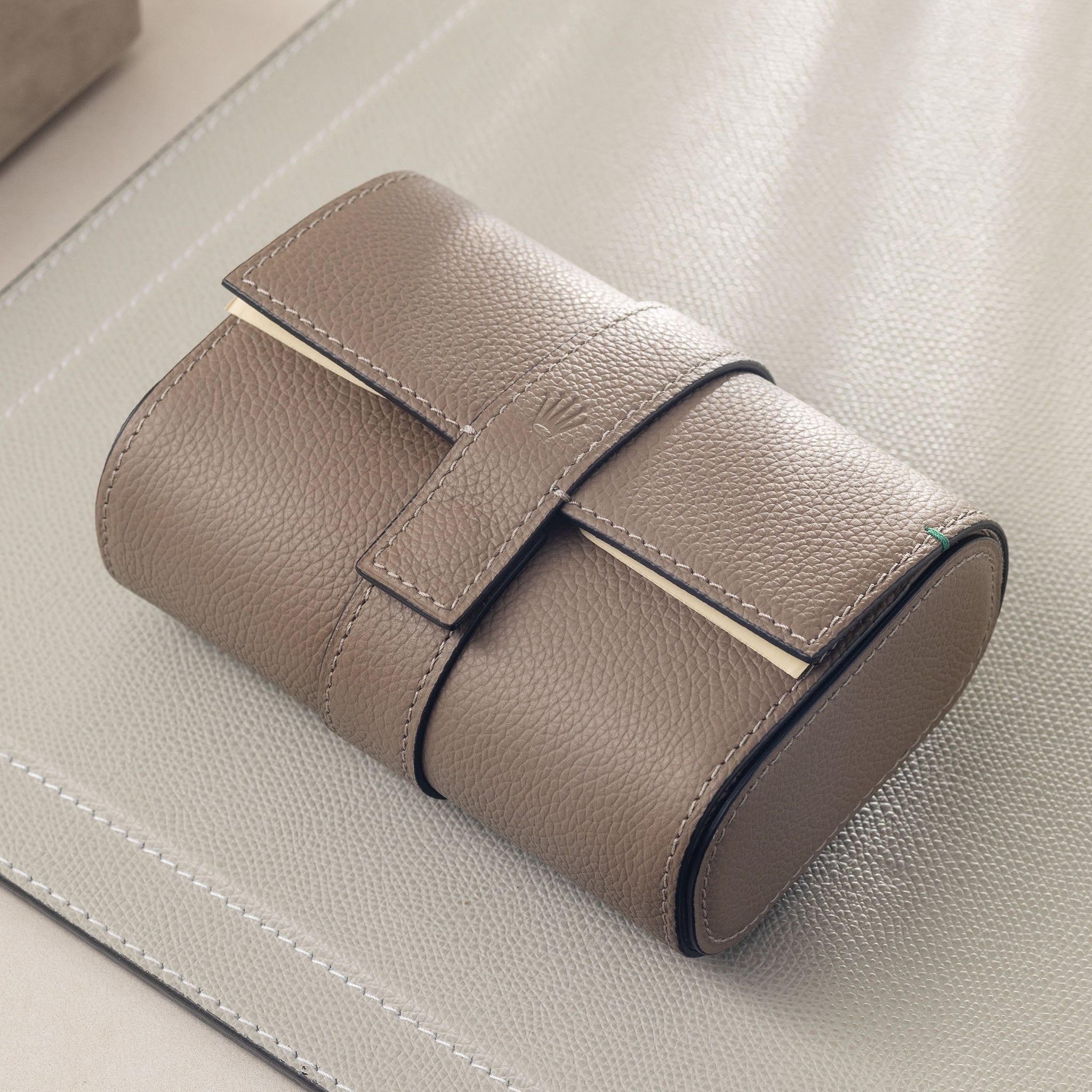 Rolex Leather Watch Roll Taupe Color