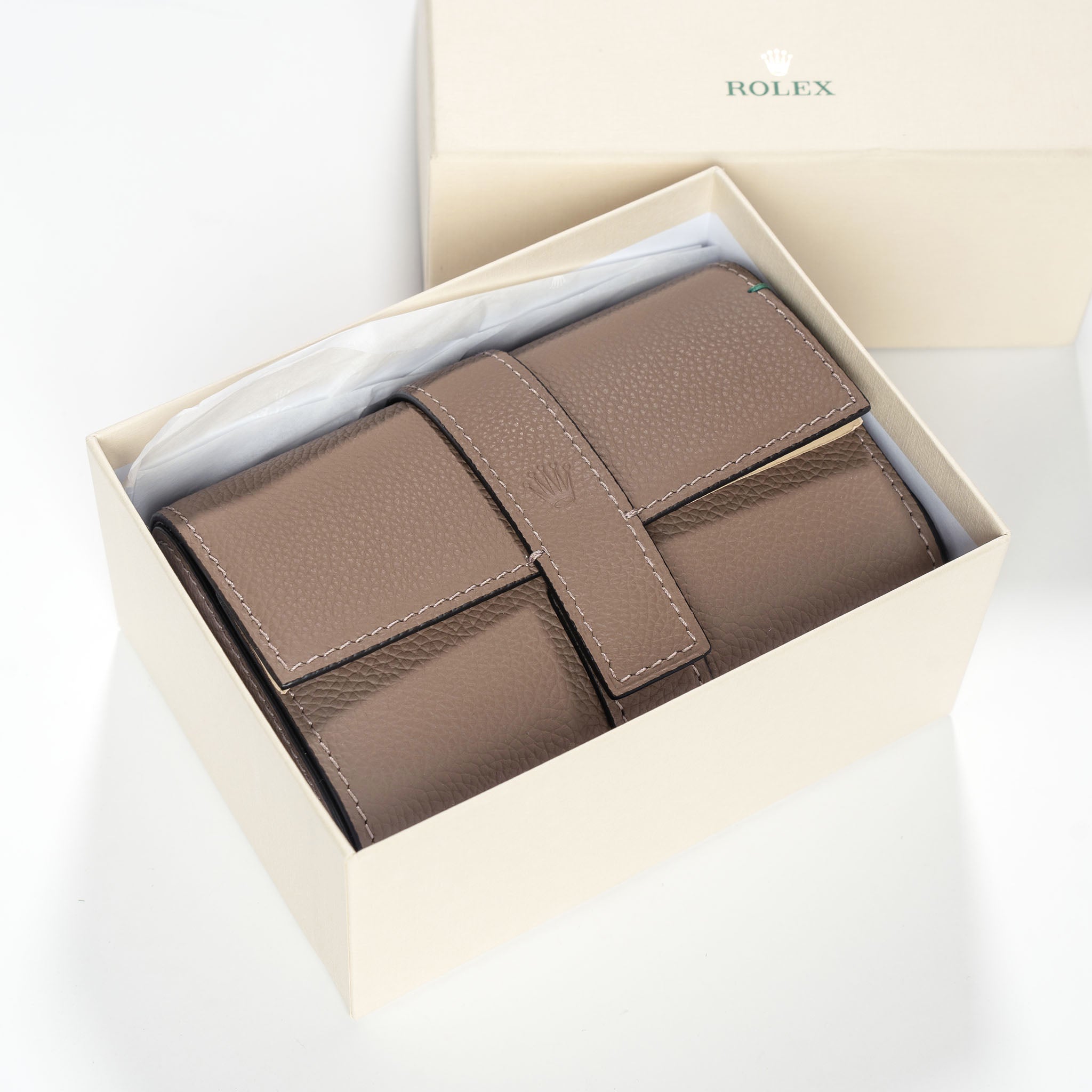 Rolex Leather Watch Roll Taupe Color