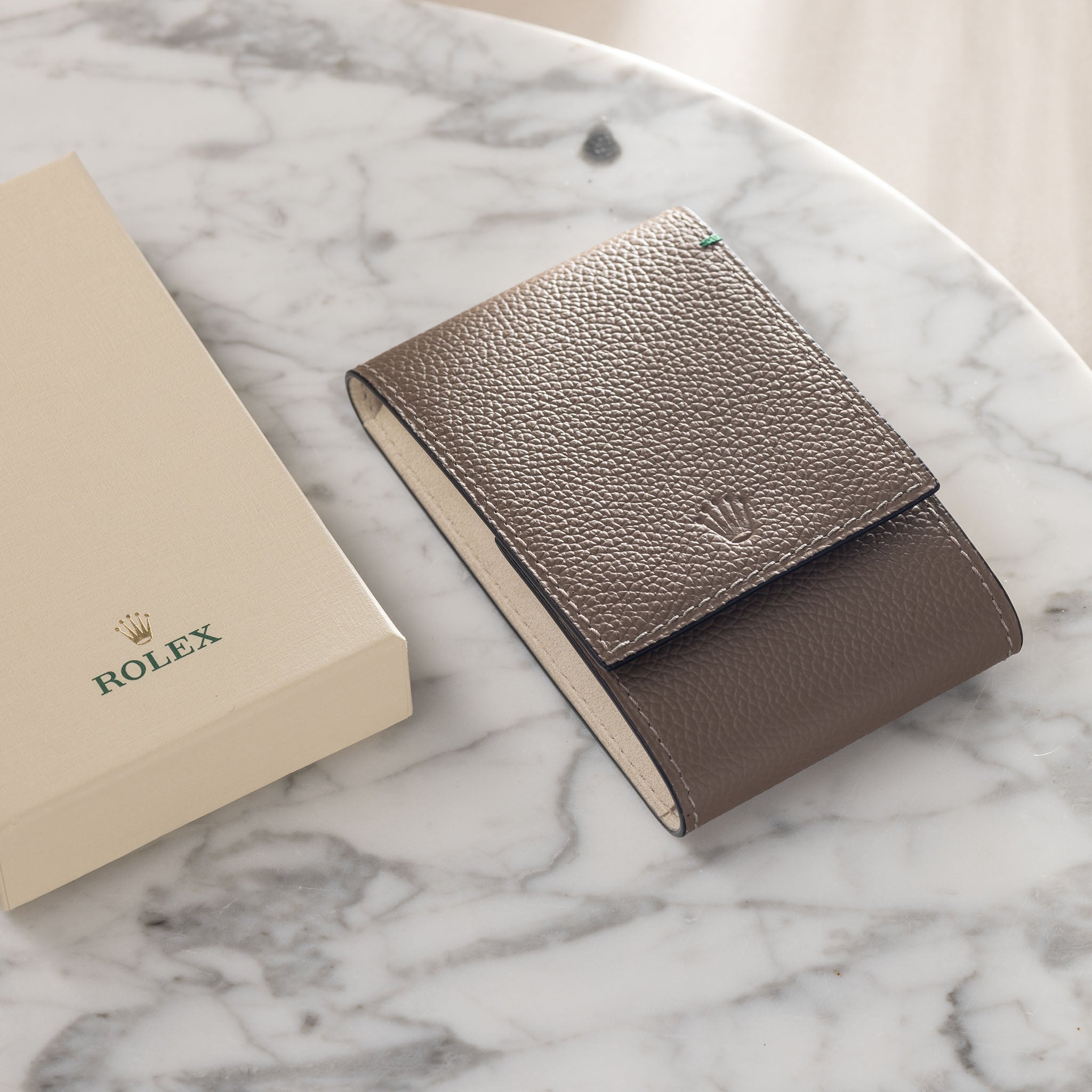 Rolex Taupe Color Single Watch Leather Pouch