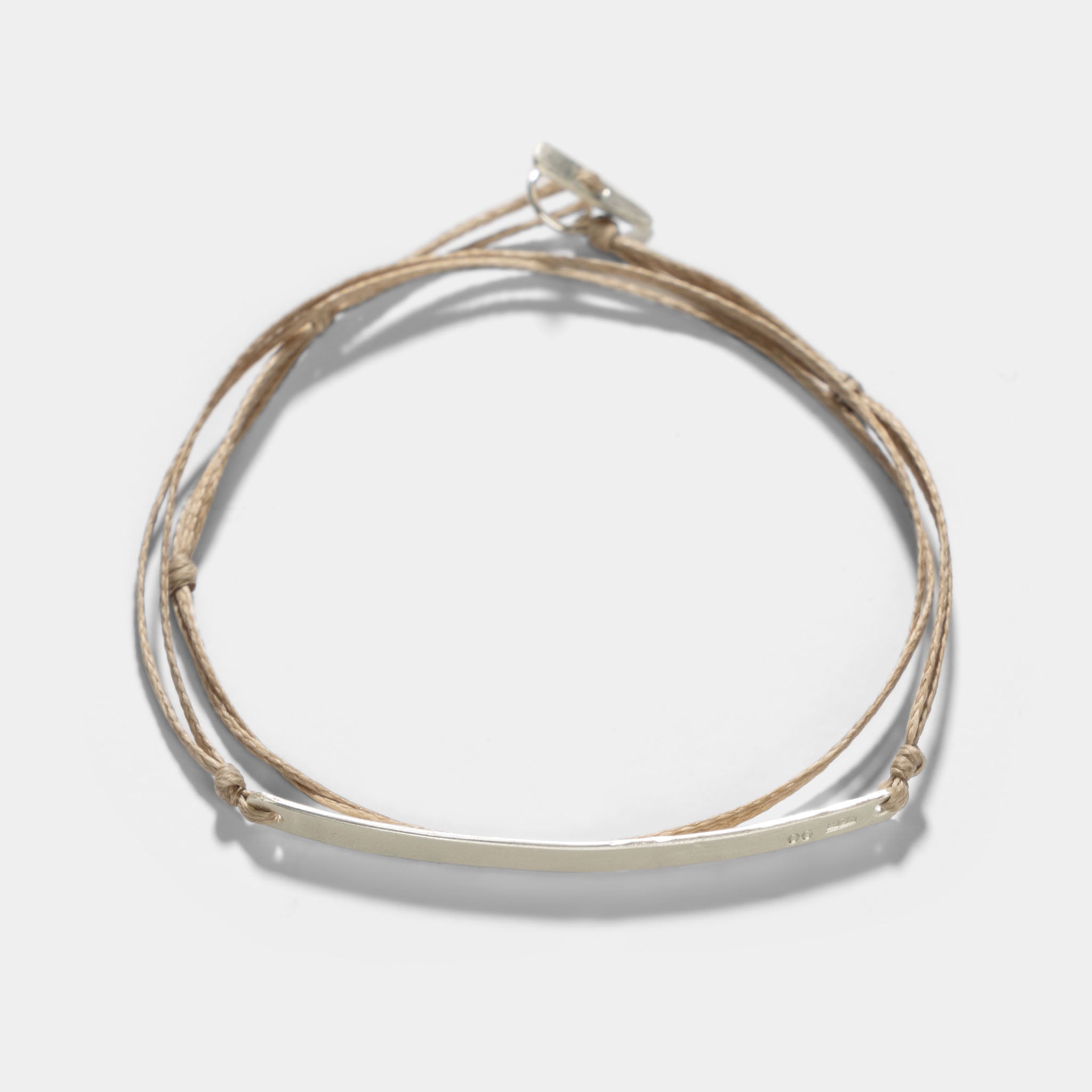 Oskar Gydell Cord Bracelet With Half Silver Bangle Khaki