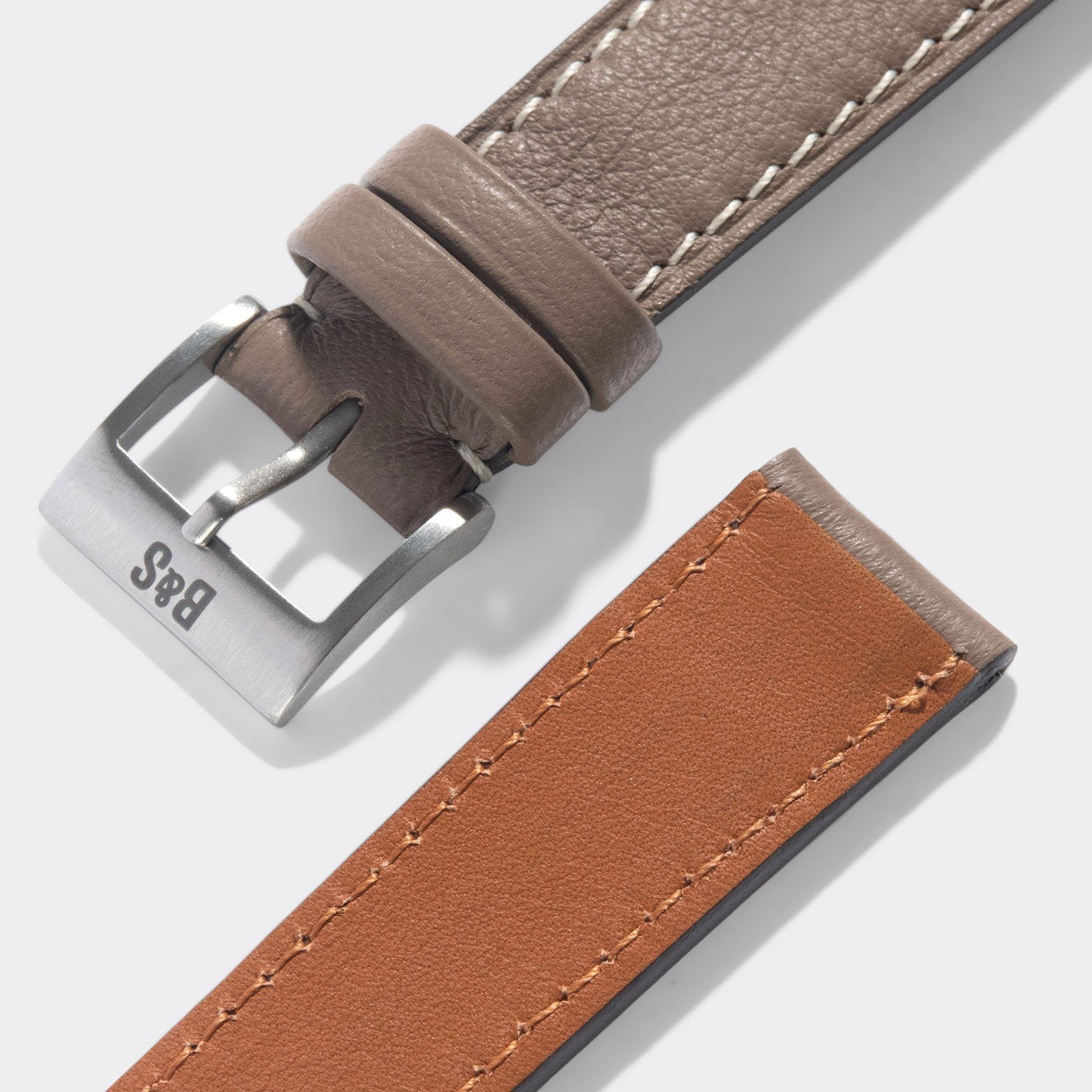 Taupe Grey Leather Watch Strap