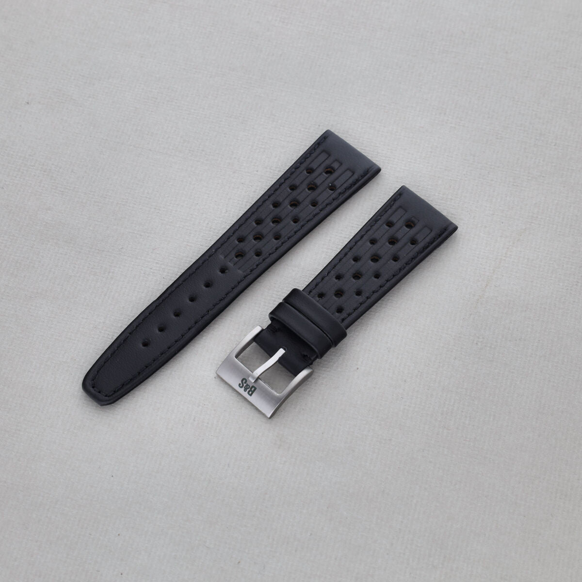 Sample Sale - Racing Black Speedy Leather Watch Strap - 20mm - Short