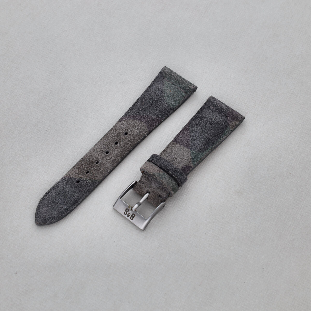 Sample Sale - Dark Camo Grey Silky Suede Watch Strap - 20mm - Short