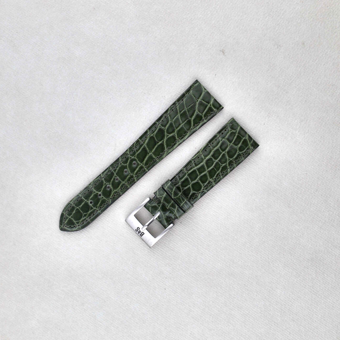 Sample Sale - Premium Alligator Brilliant Olive Leather Watch Strap - 20mm - Short