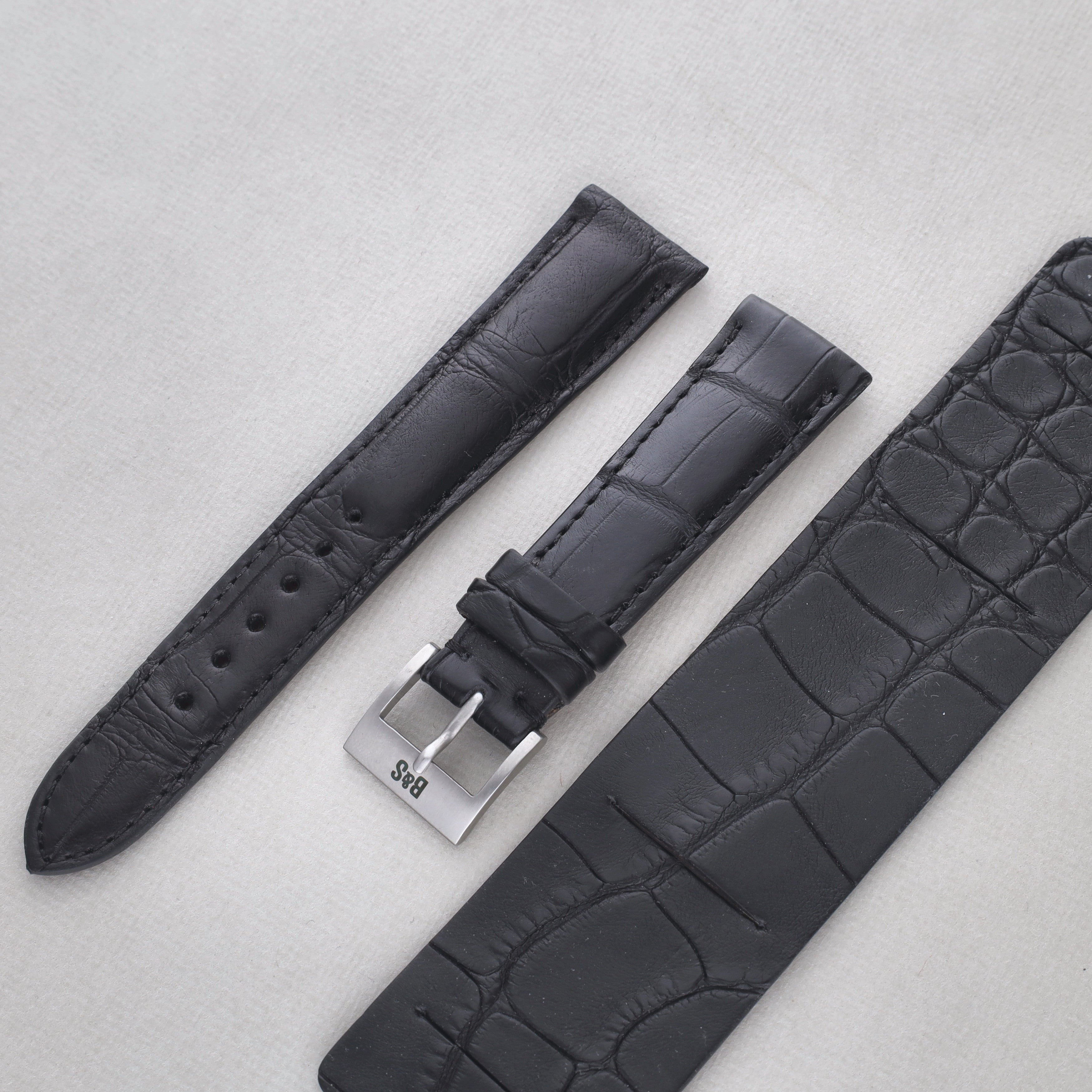 Sample Sale - Newman Black Croco Leather Watch Strap - 20mm