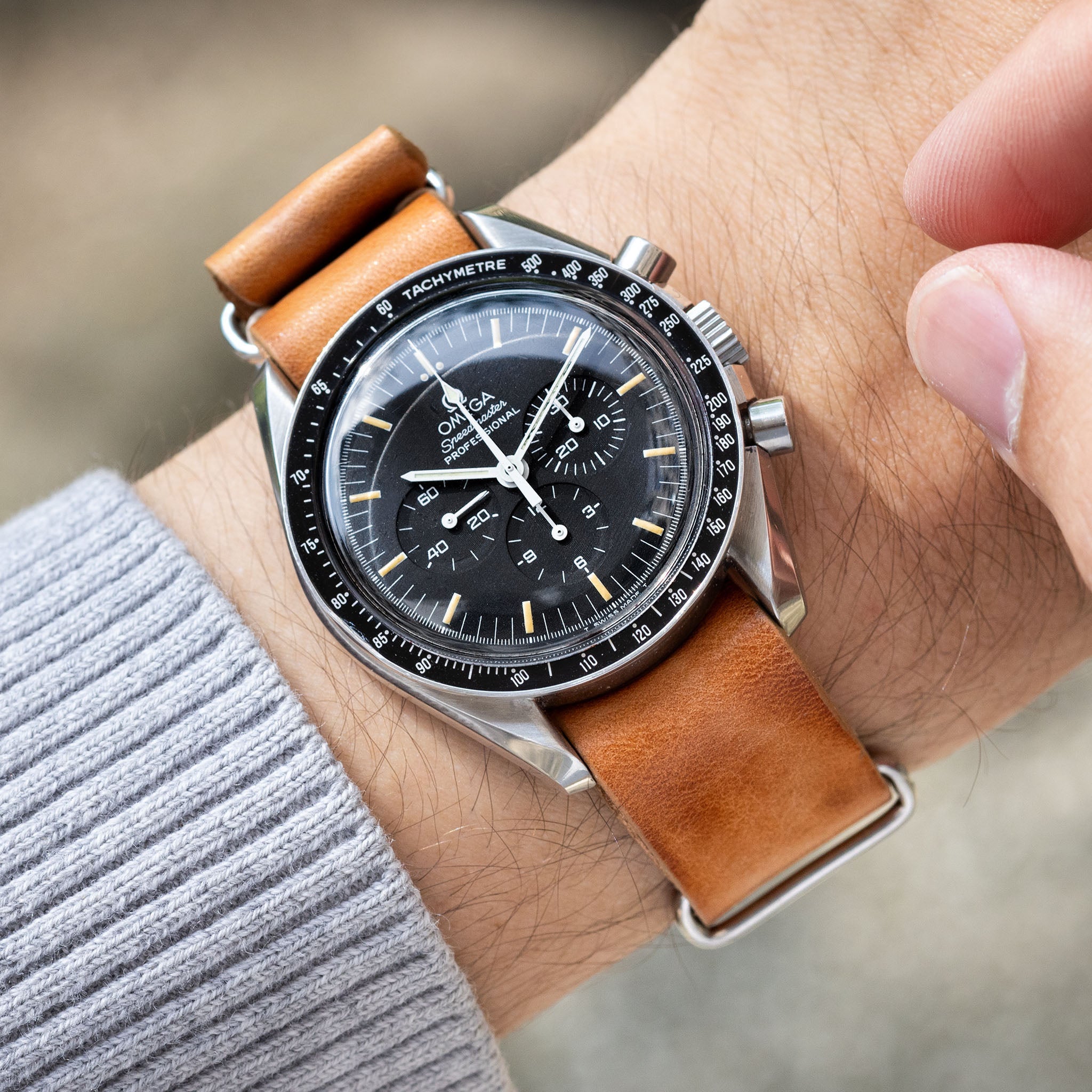 Strap for Omega Speedmaster Professional - Caramel Brown Single Pass Strap