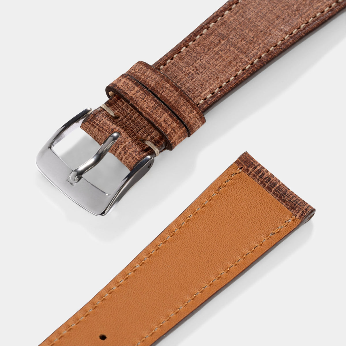 Linen Leather Watch Strap - Deep Brown