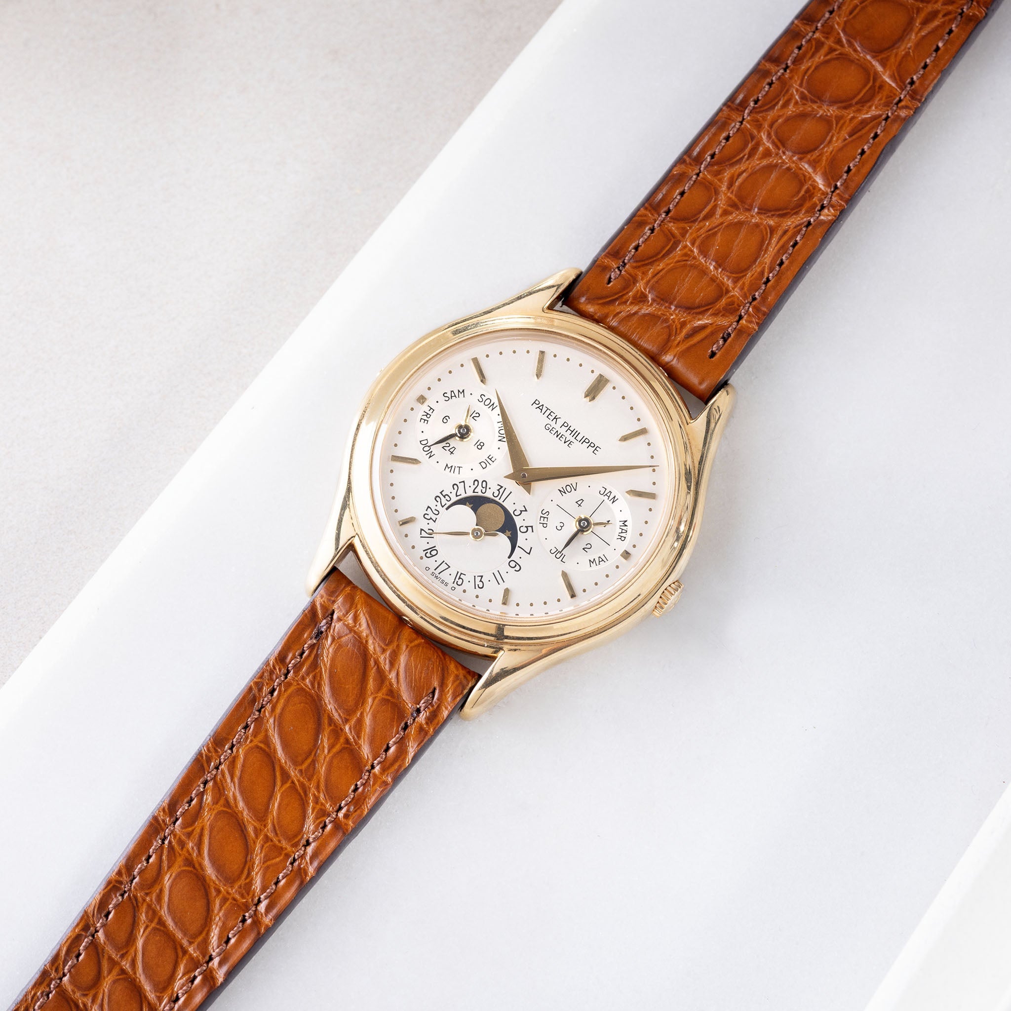 Strap for Patek Philippe 3940 Perpetual - Cognac Brown Flank Alligator Watch Strap