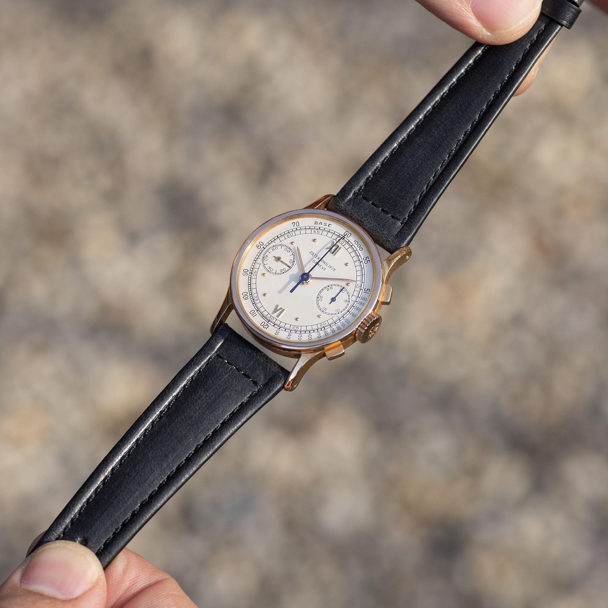 Black Sculptured Smooth Calfskin Watch Strap – Retro Dress