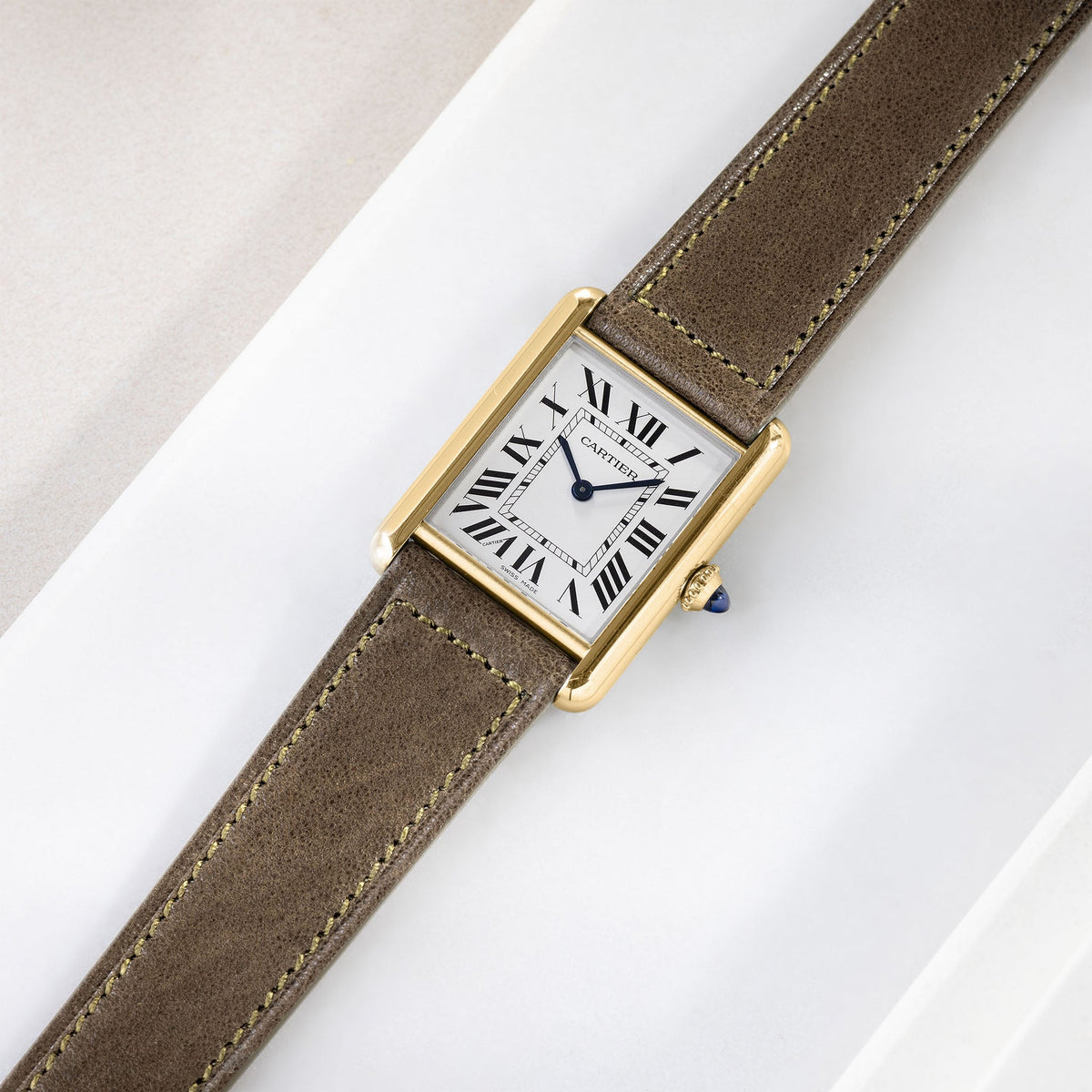 Strap for Cartier Tank Louis (2021 - Today) - Olive Green Boxed Calfskin