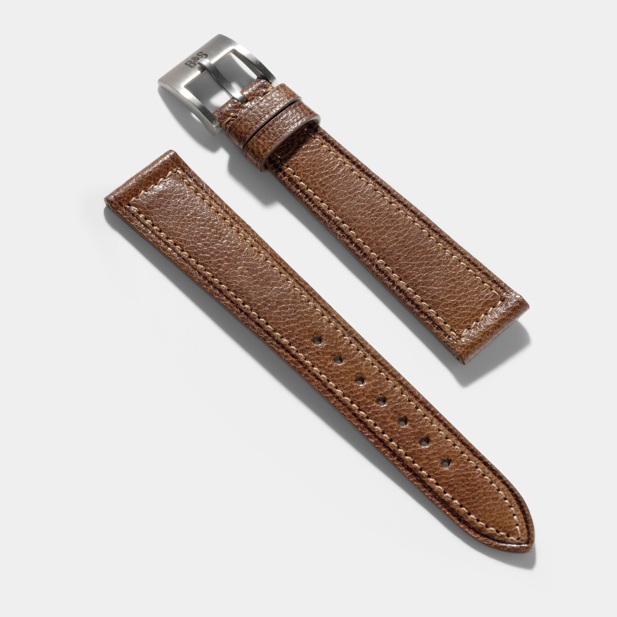 Burnished Tobacco Brown Boxed Calfskin Watch Strap - Classic Dress