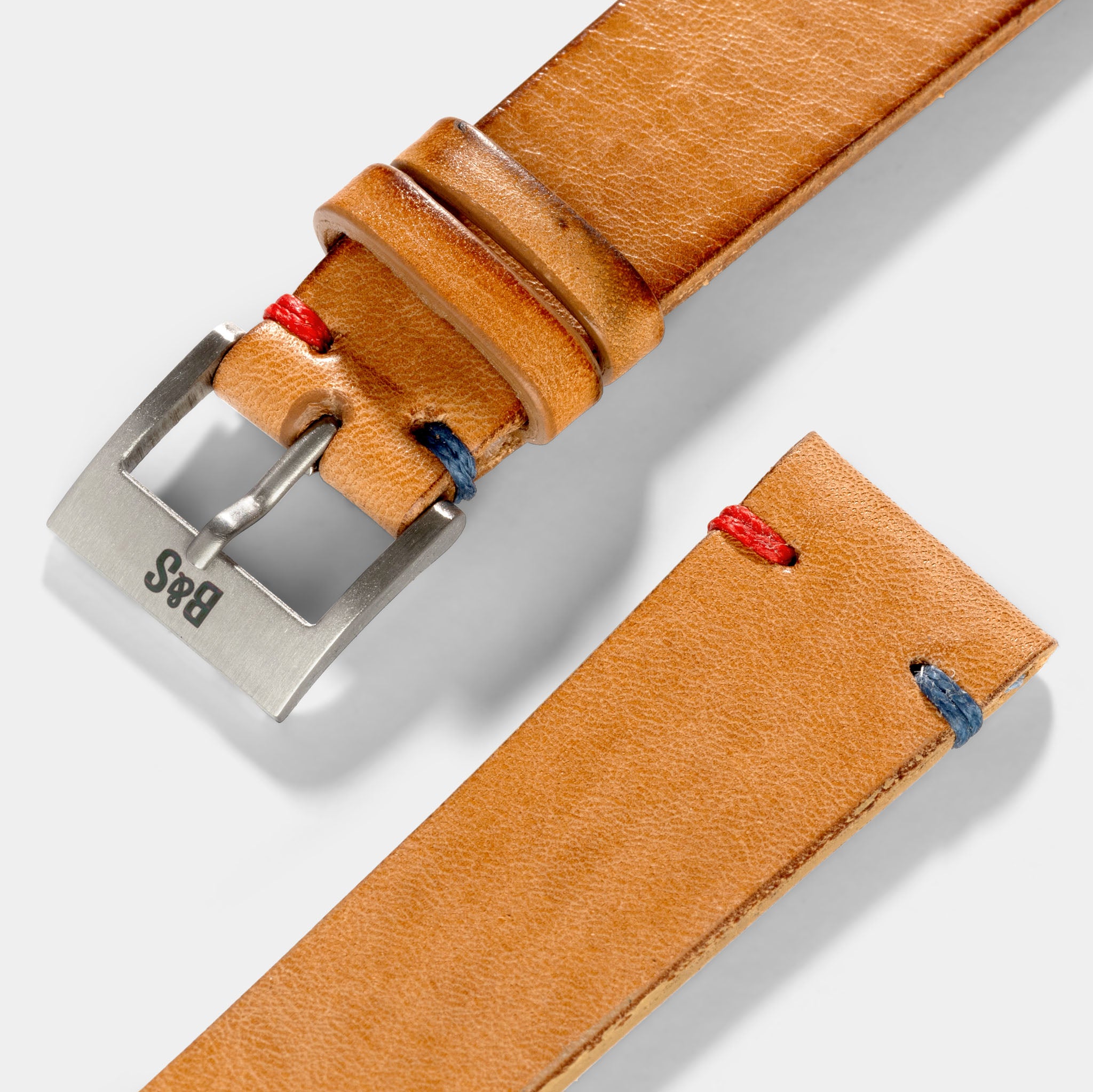 Caramel Brown Pepsi Stitch Leather Watch Strap