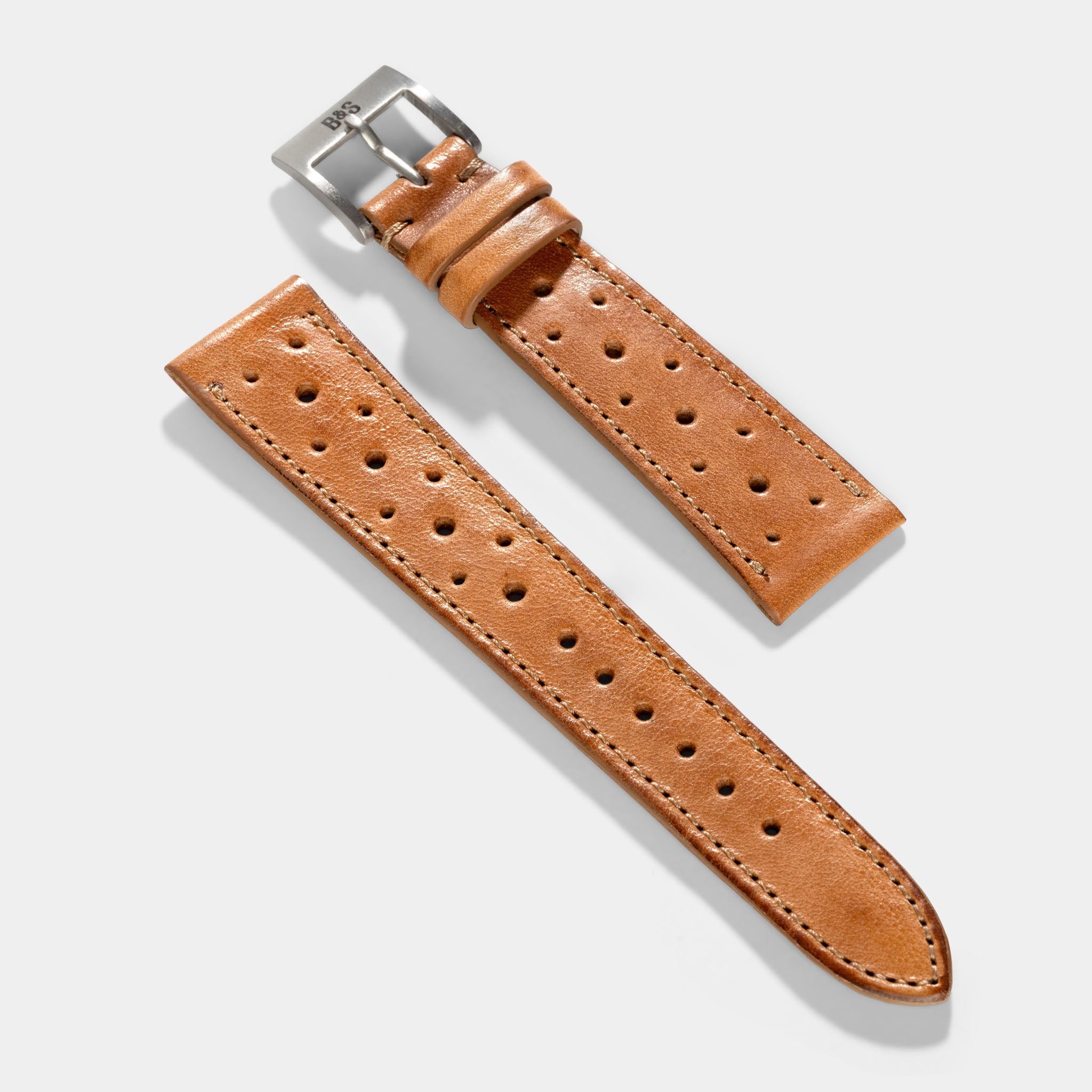 Caramel Brown Pepsi Stitch Leather Watch Strap