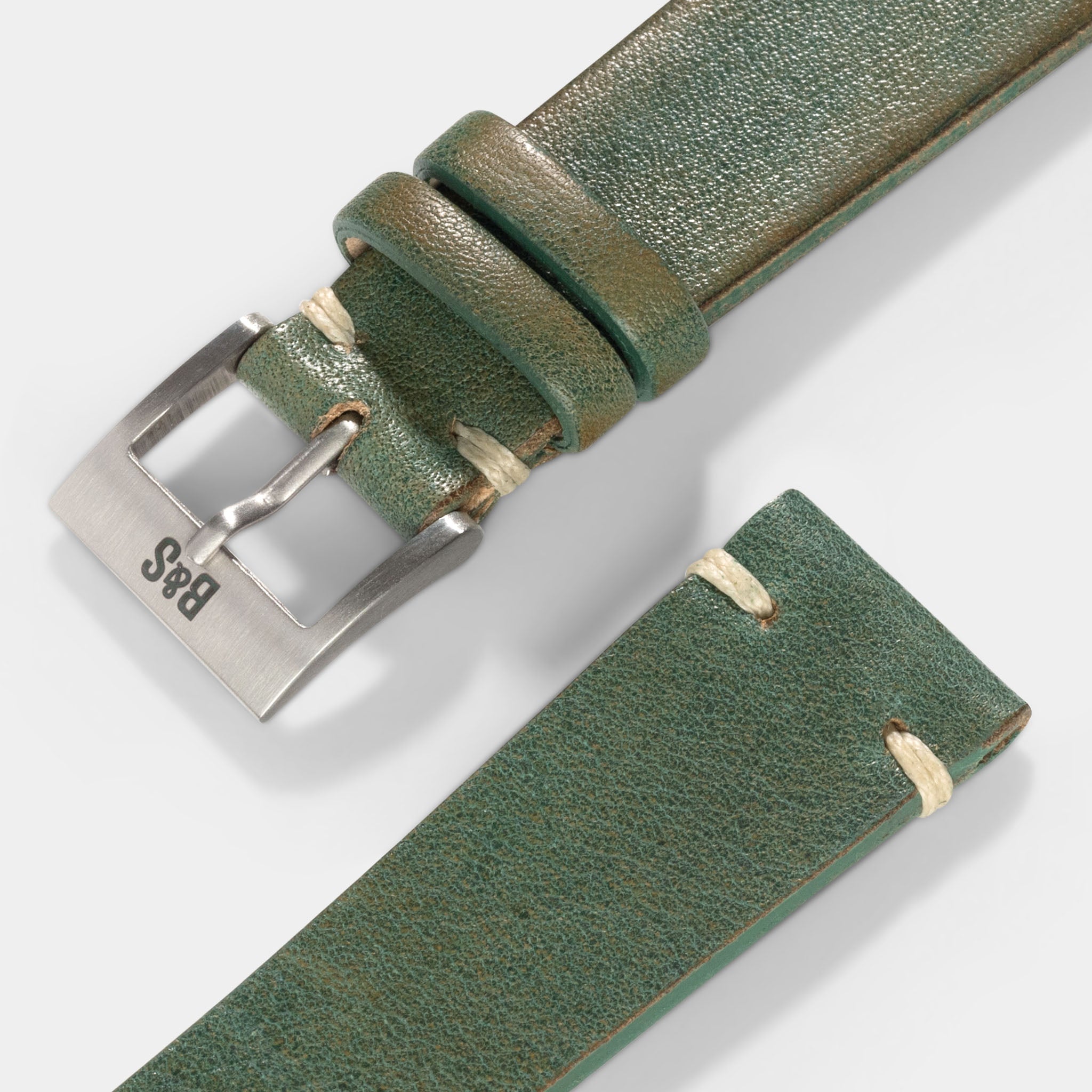 Vintage Green Leather Watch Strap