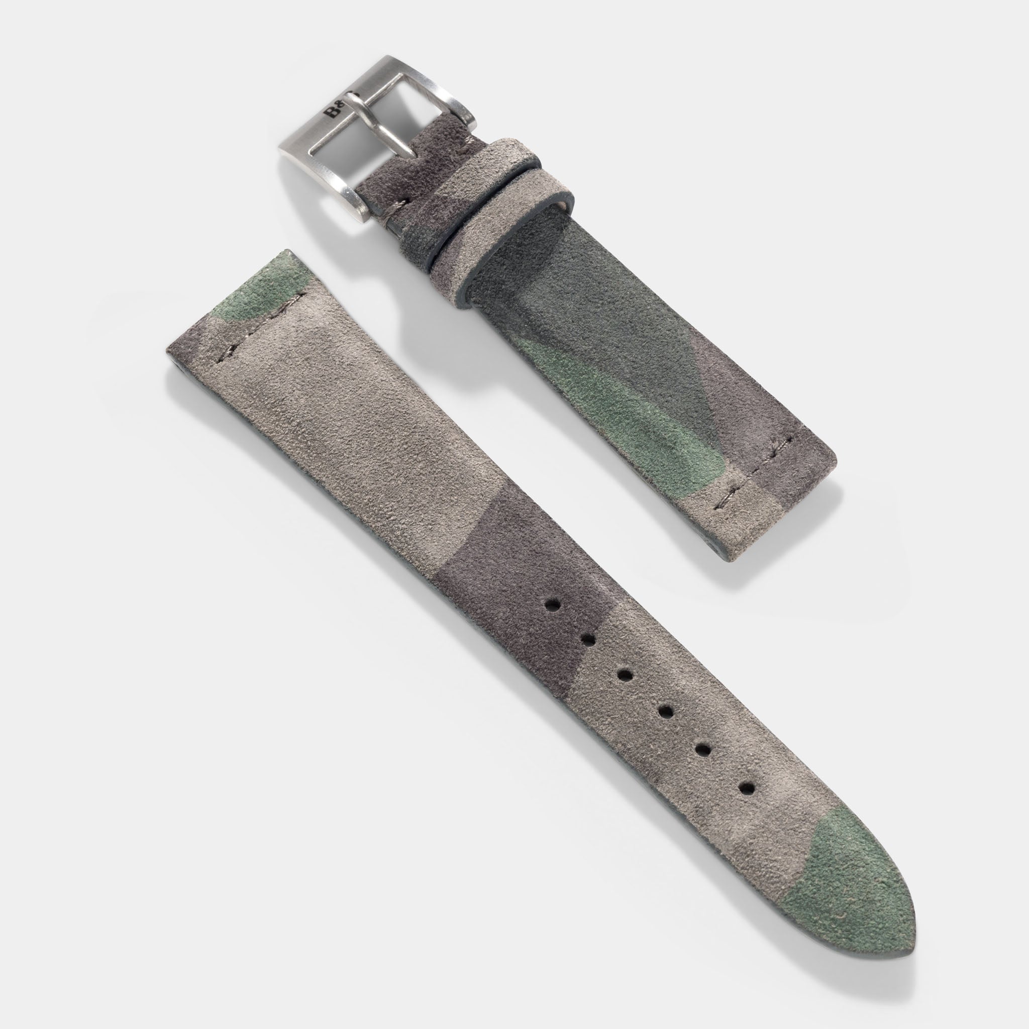 Camo Grey Suede Leather Watch Strap