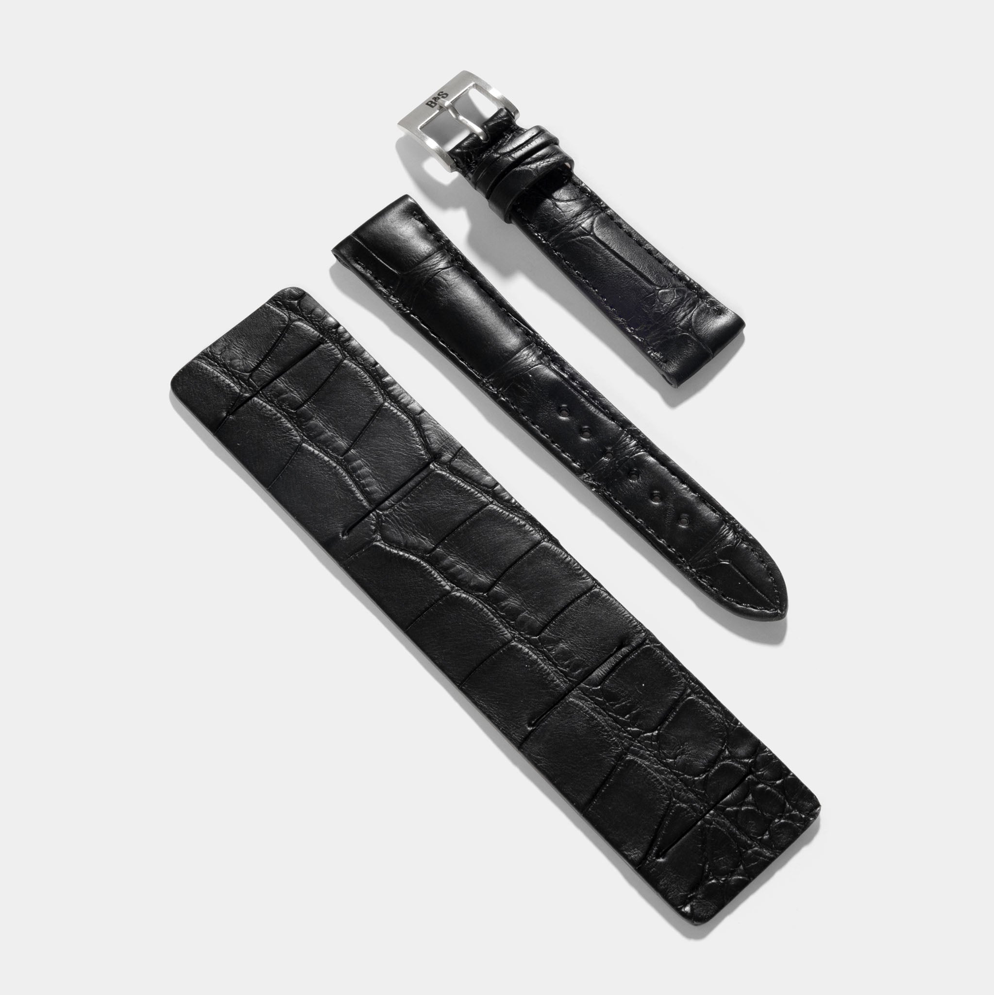Newman Black Croco Leather Watch Strap