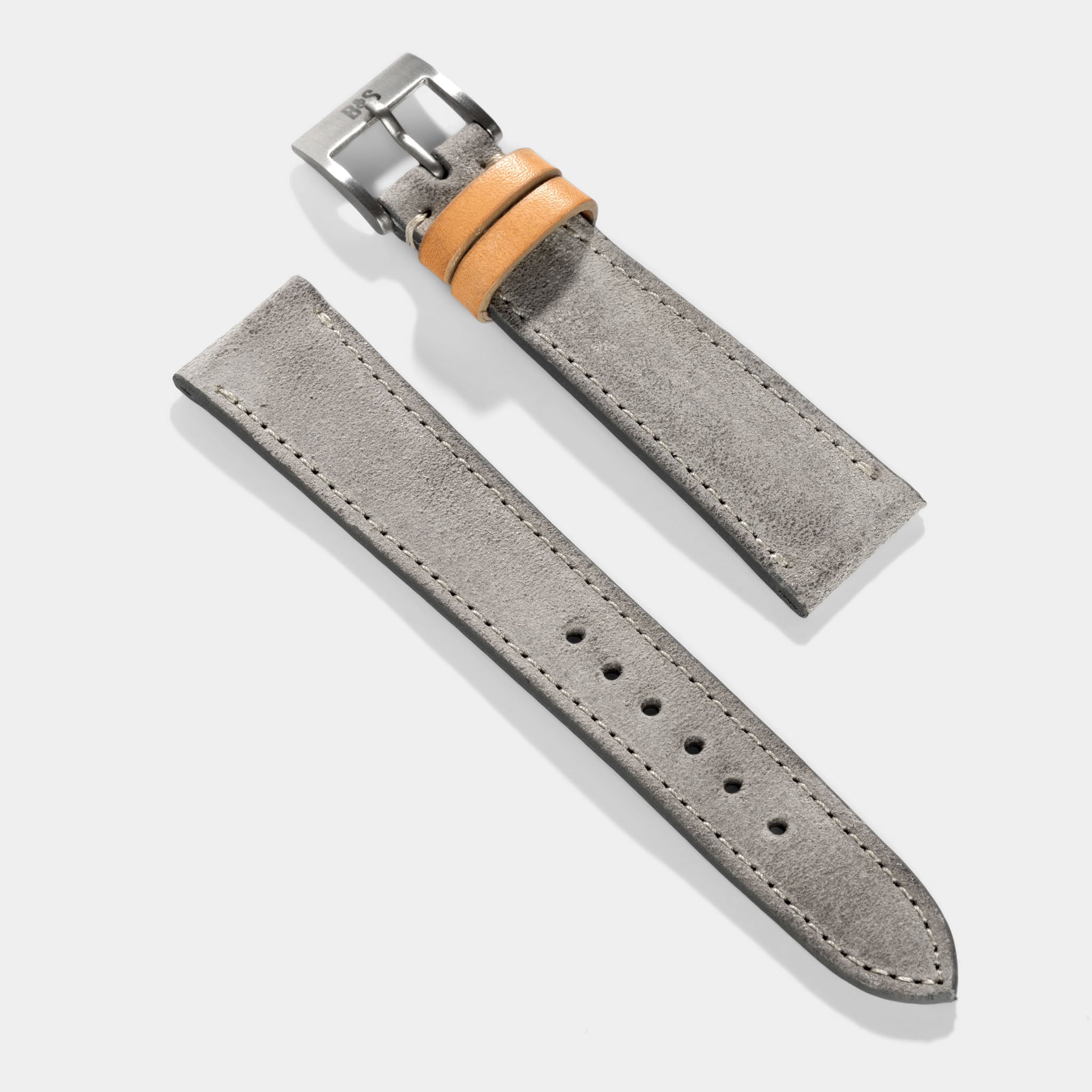 Refined Rugged Grey Leather Watch Strap