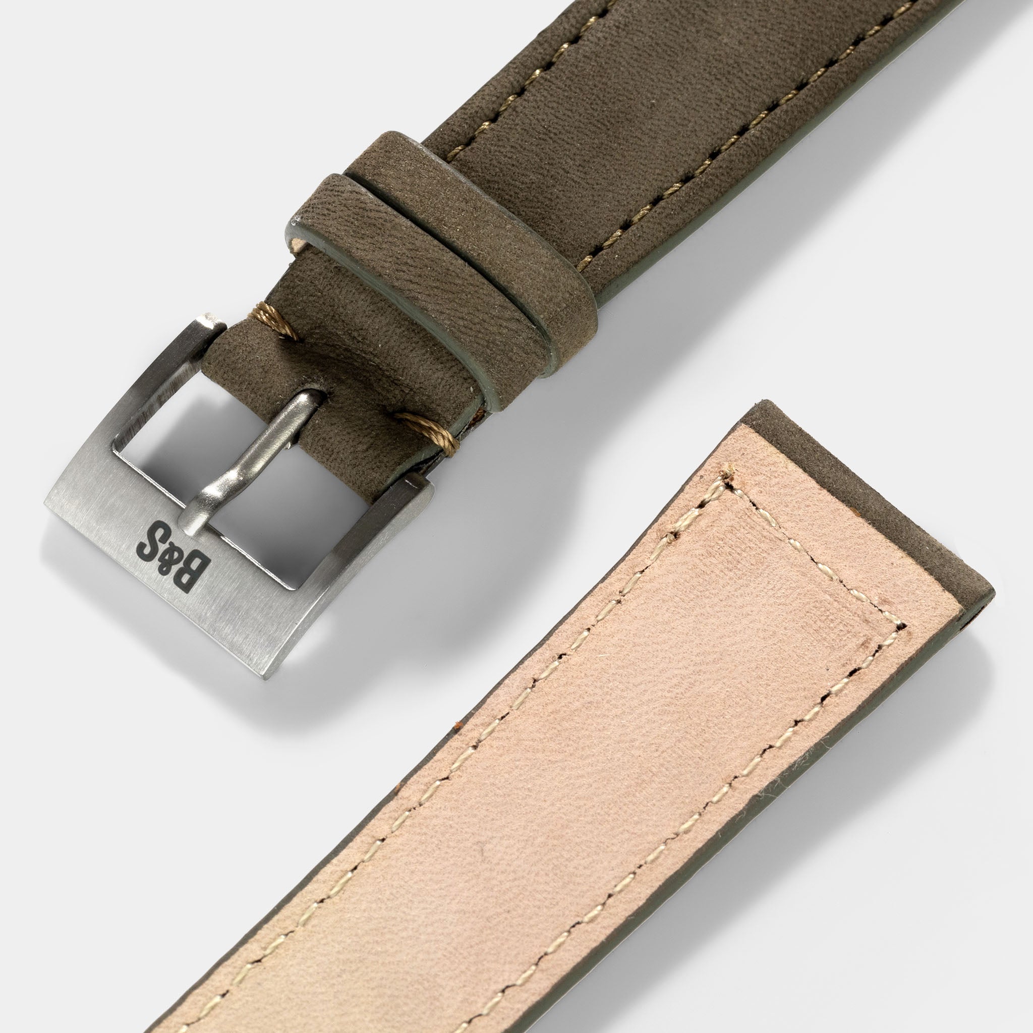 Dark Olive Green Nubuck Leather Watch Strap