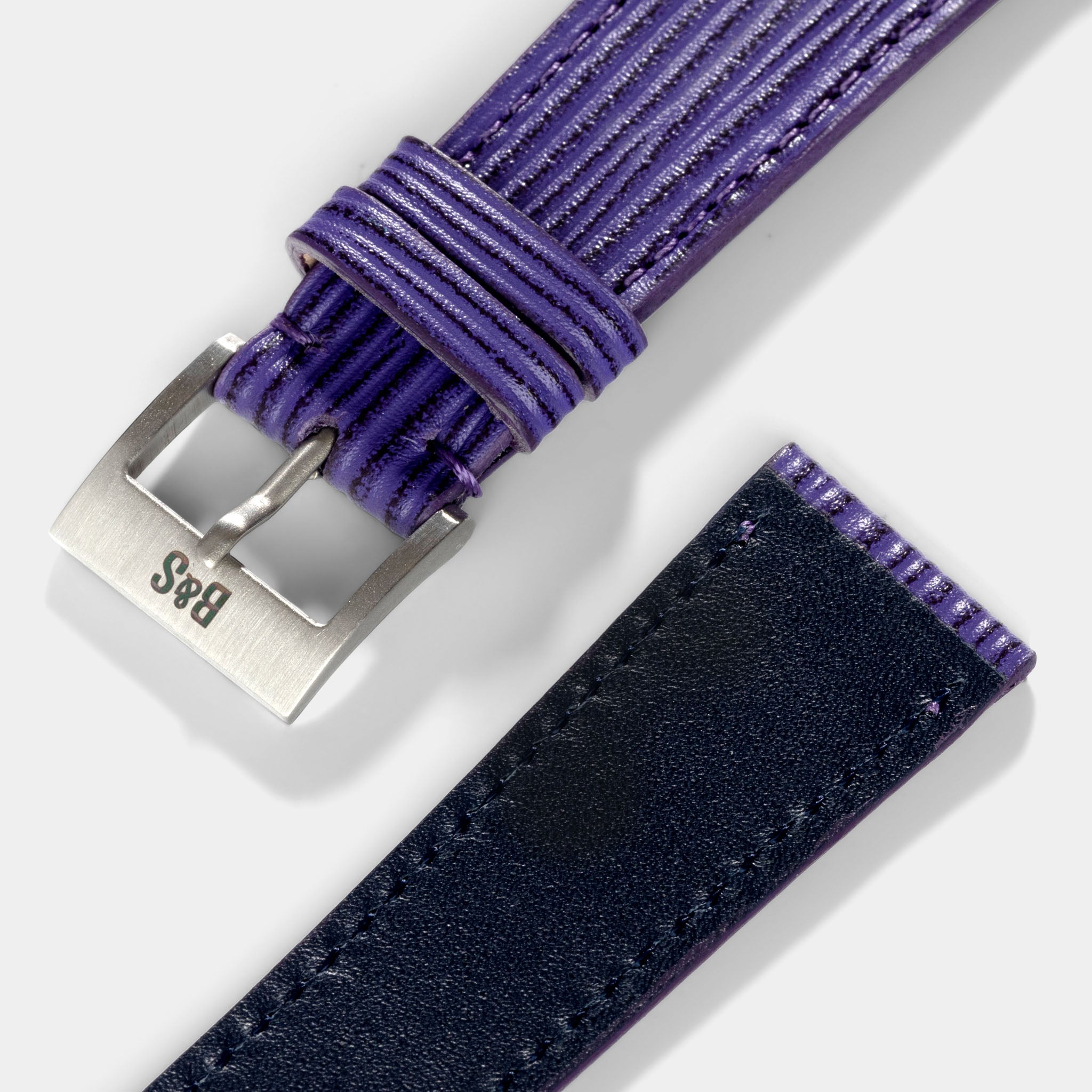 Grape Boarded Leather Watch Strap