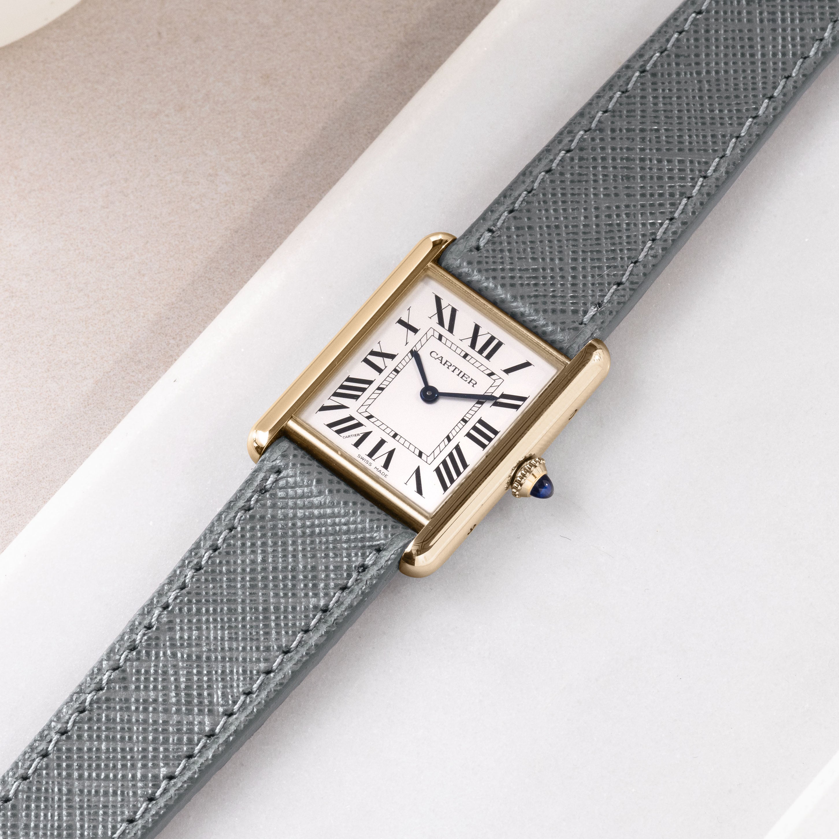 Strap for Cartier Tank Louis (2021-2024) - The Saffiano Grey