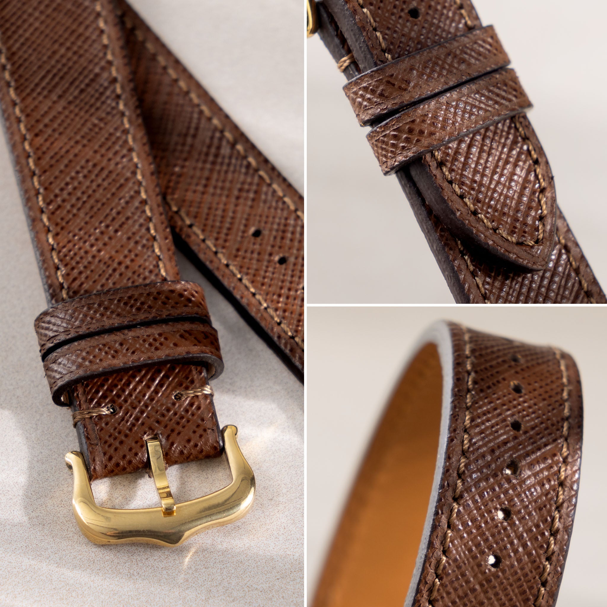 Strap for Cartier 17.5mm - Saffiano Brown Leather