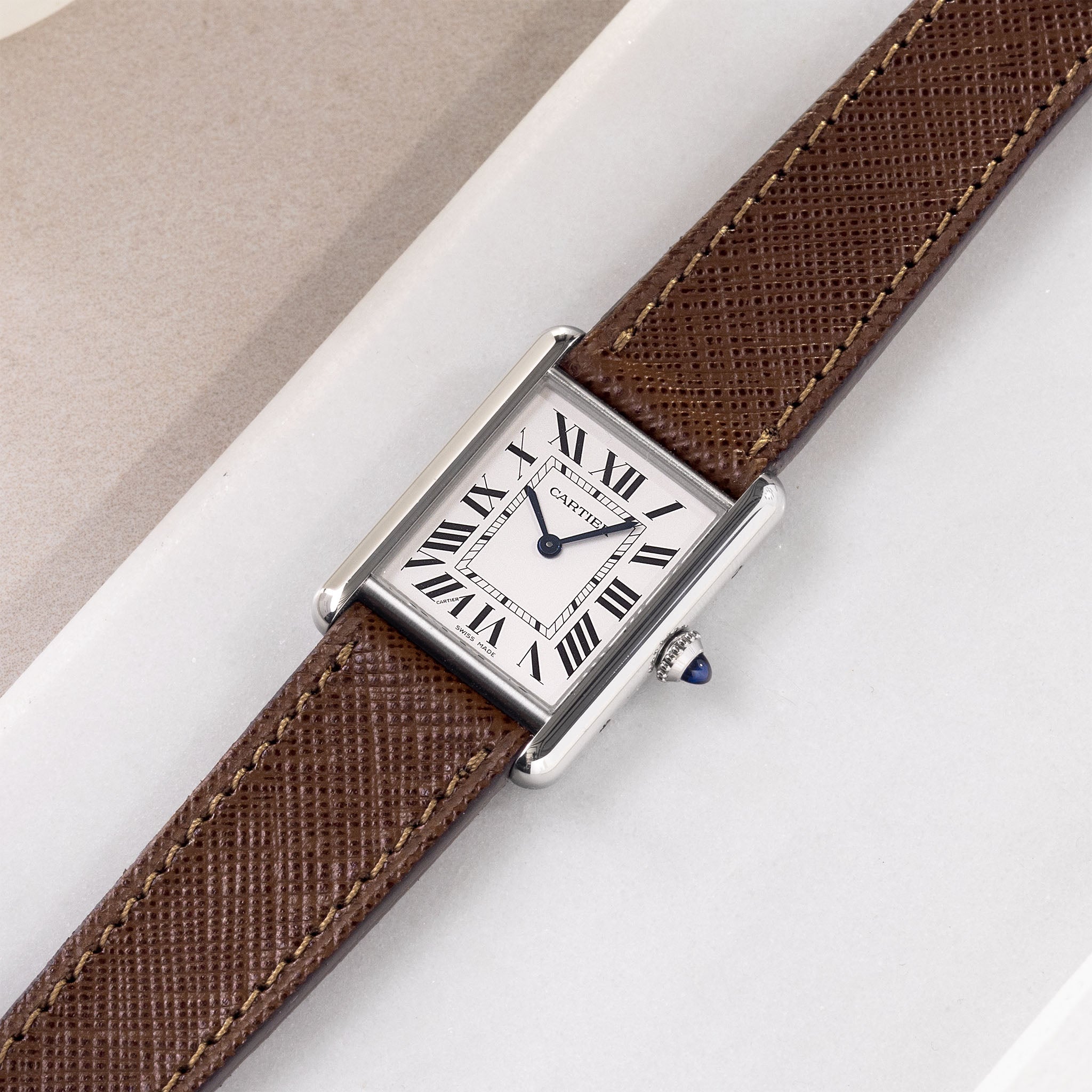 Strap for Cartier Tank Must (2021-2024) - The Saffiano Brown