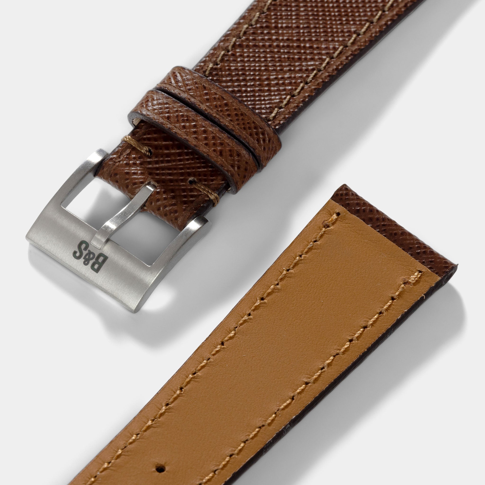 Saffiano Brown Leather Watch Strap