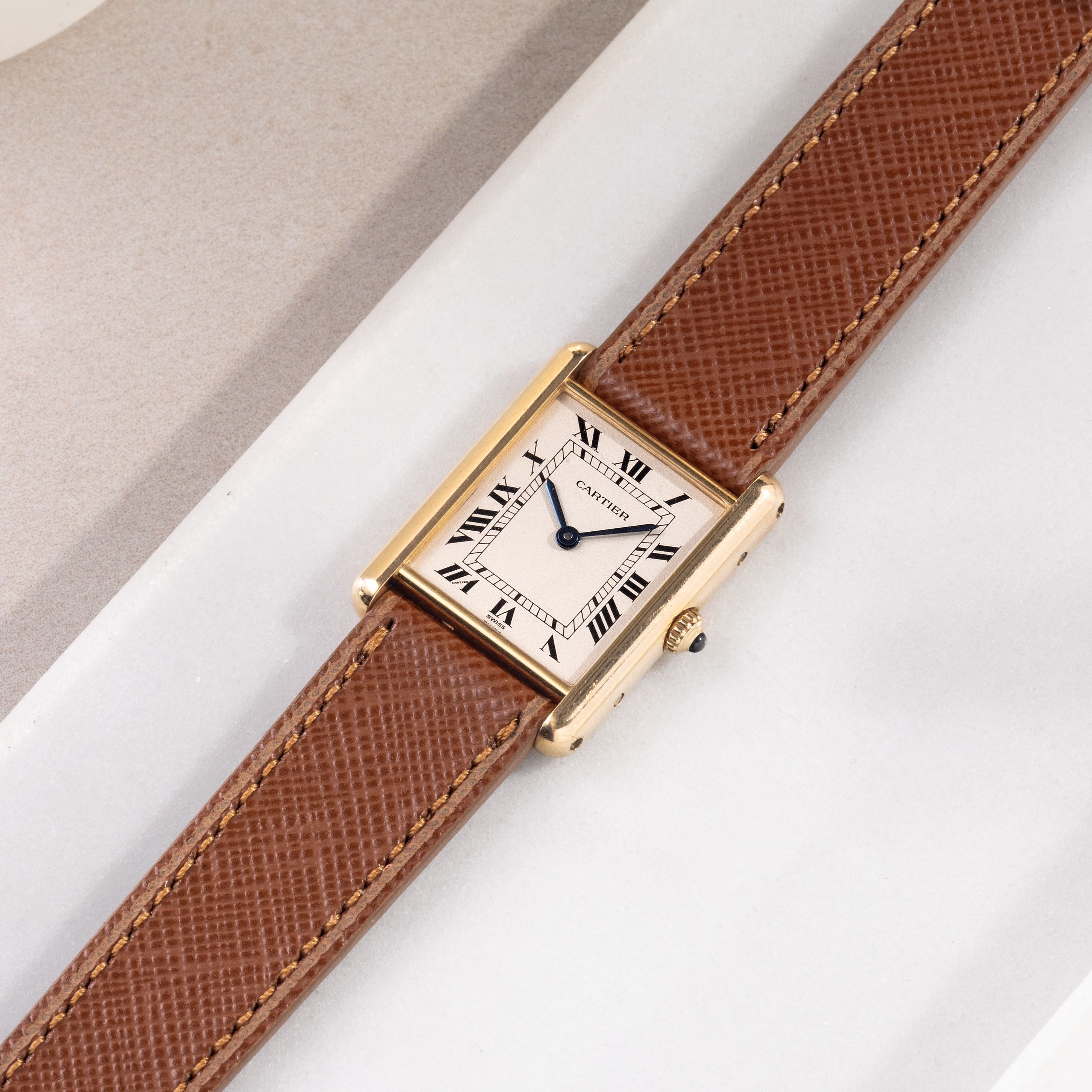 Strap for Cartier 17.5mm - Saffiano Cognac Brown Leather