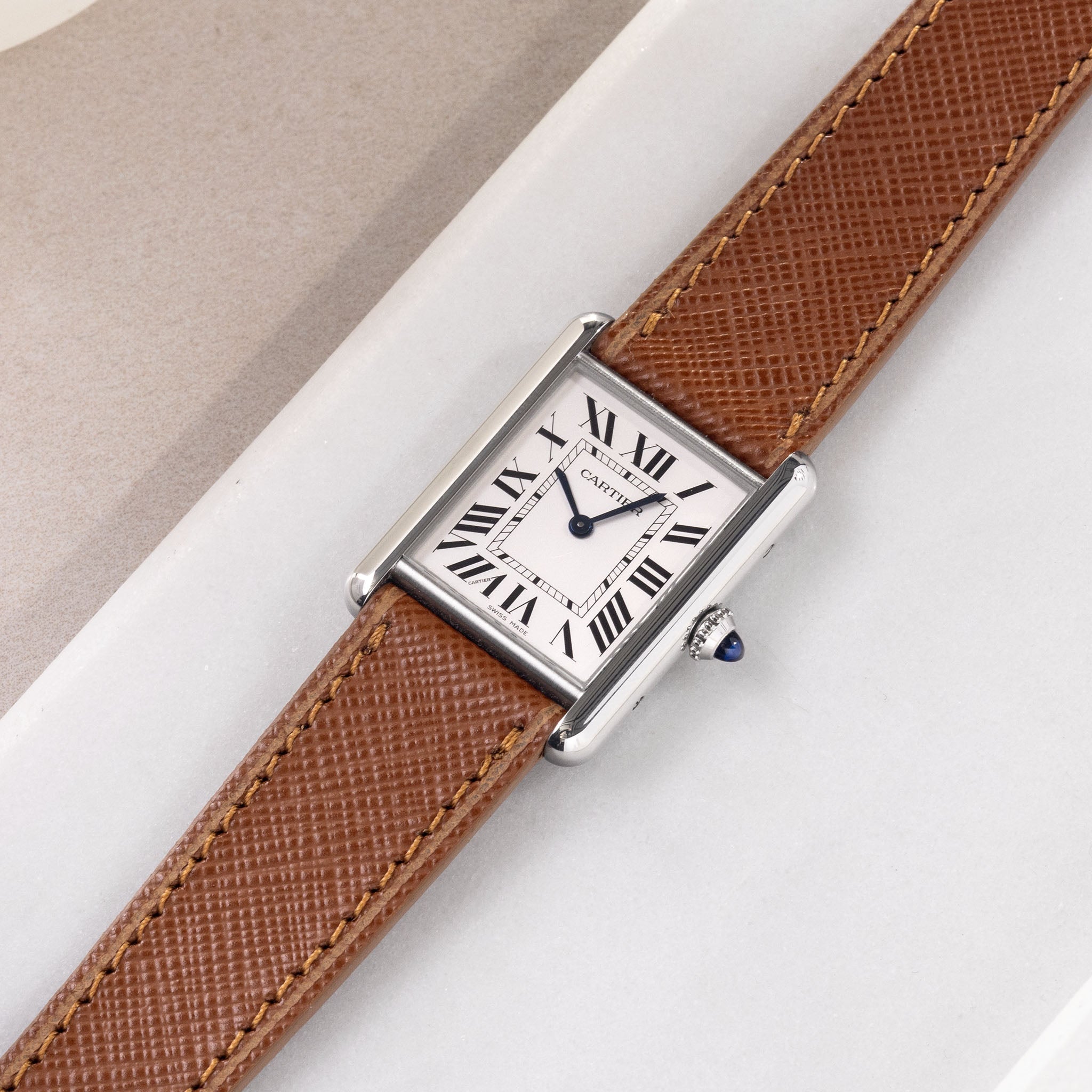 Strap for Cartier Tank Must (2021-2024) - The Saffiano Cognac