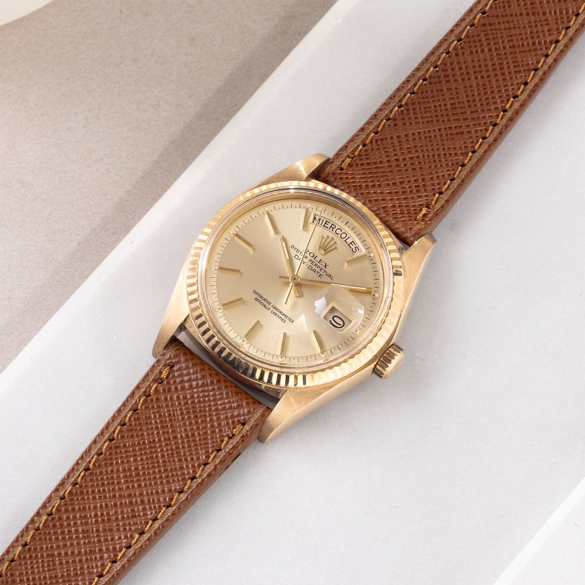 Saffiano Cognac Brown Leather Watch Strap