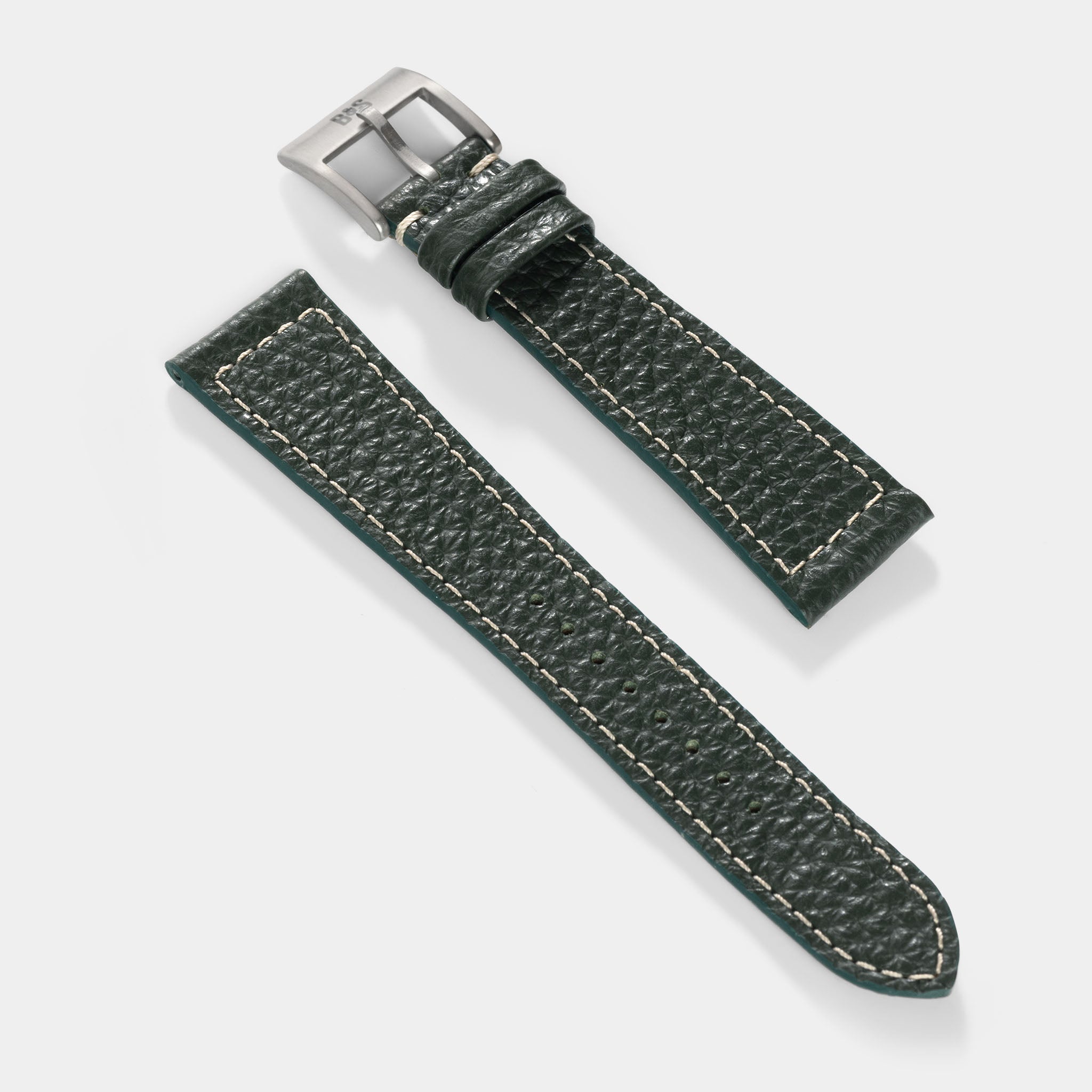 Sample Sale - Grained Green Leather Watch Strap - 20mm