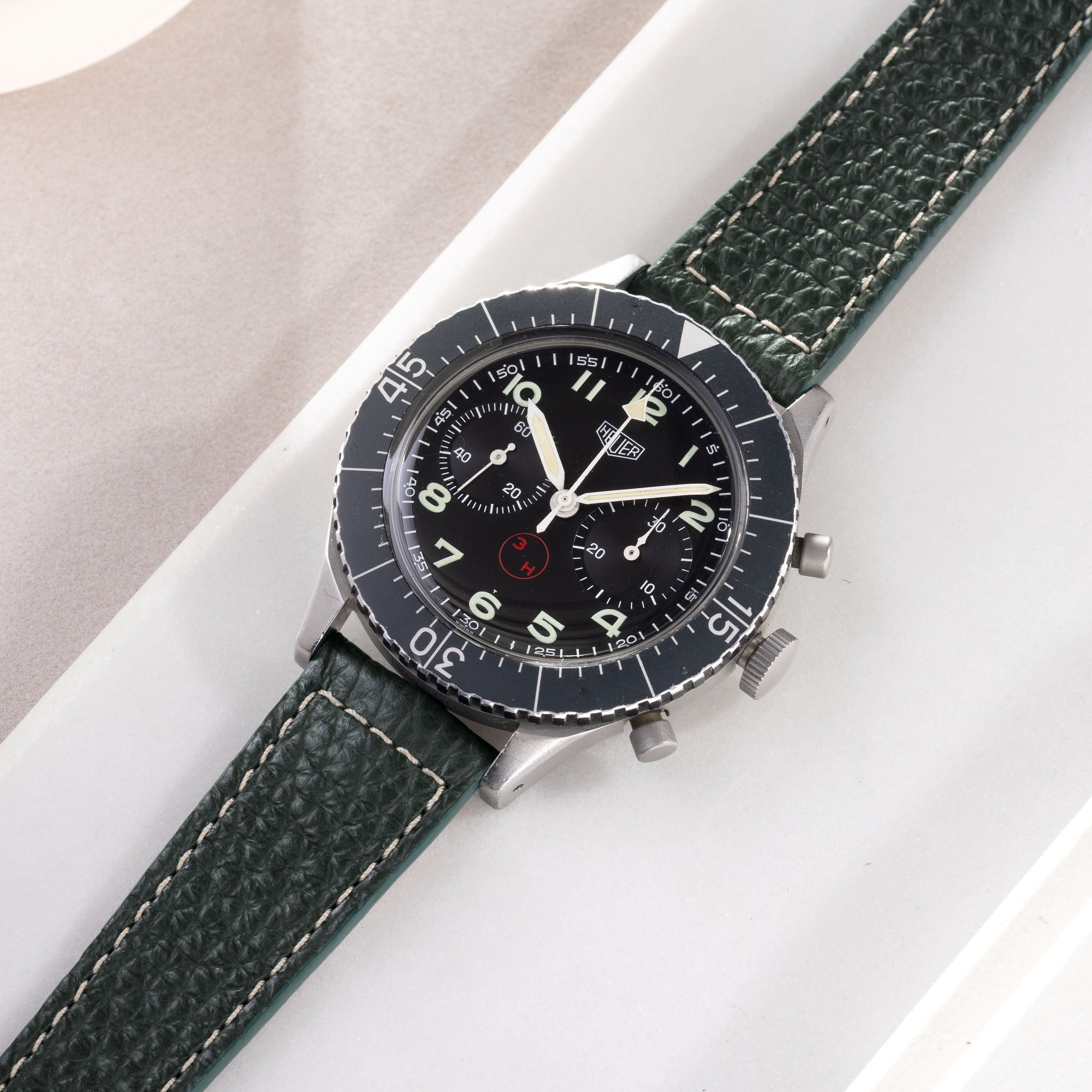 Grained Green Leather Watch Strap