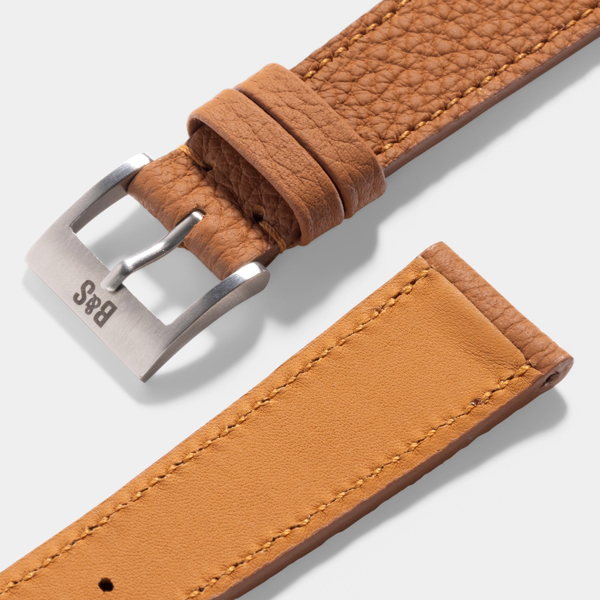 Togo Cognac Brown Tonal Leather Watch Strap