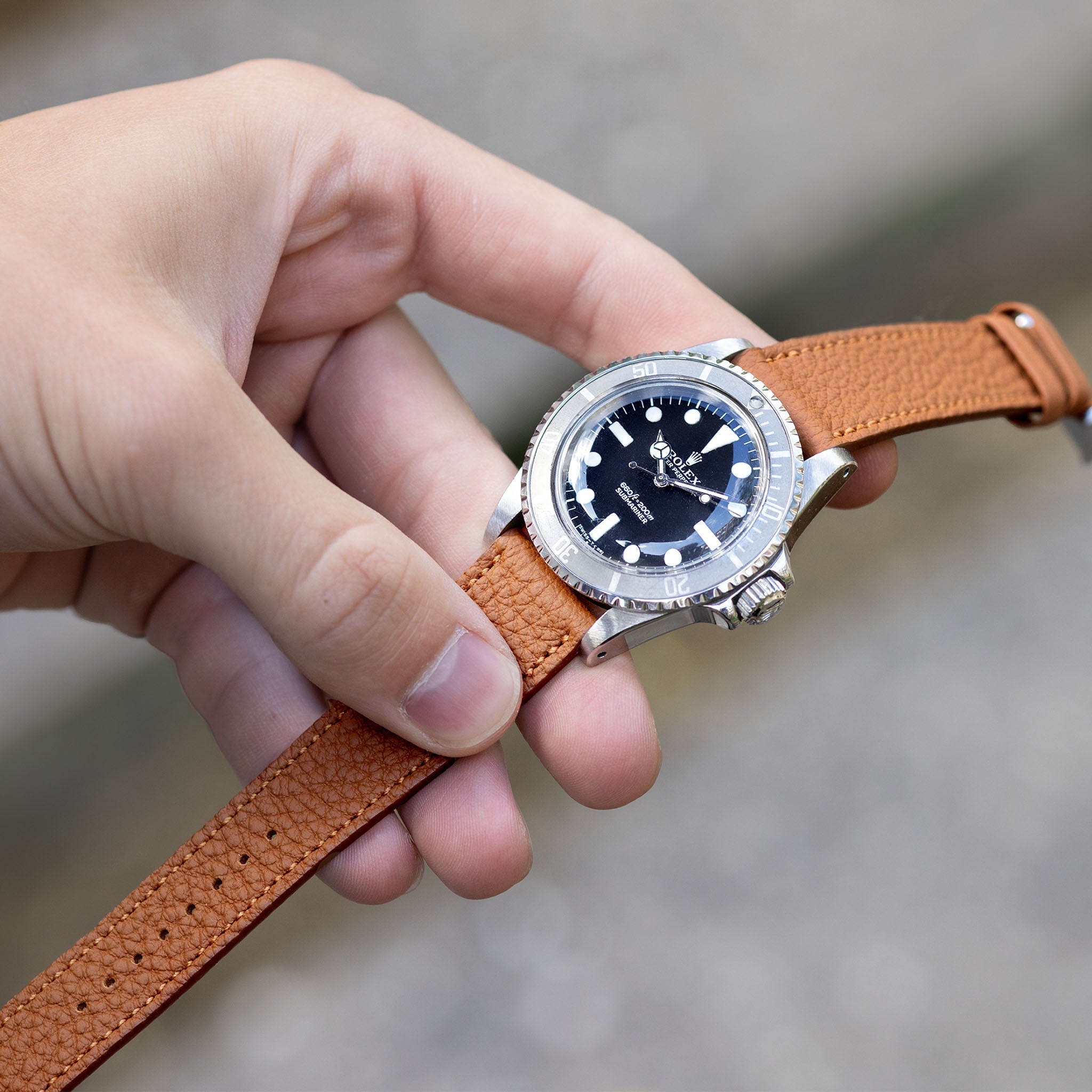 Togo Cognac Brown Tonal Leather Watch Strap